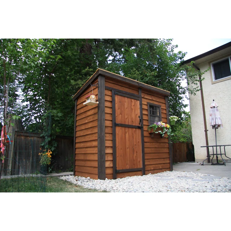8 ft. W x 4 ft. D Single Door Cedar Wood Storage Shed