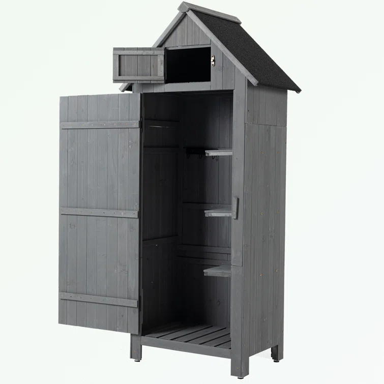 2 ft. W x 2 ft. D Solid Wood Vertical Tool Shed
