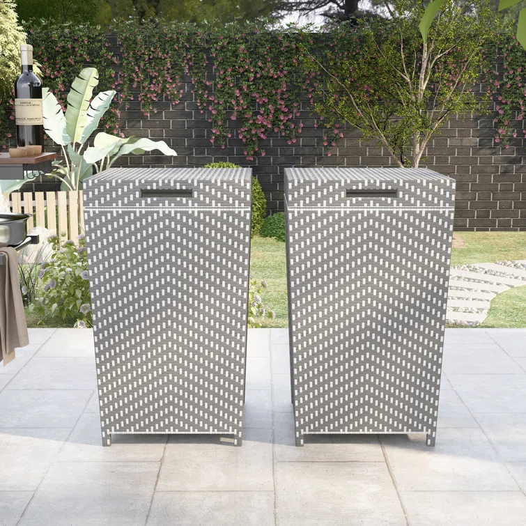 Enitial Lab 18.25'' W 35 Gallons Water Resistant Deck Box in Gray/White<!-- --> <!-- -->(Set of 2)
