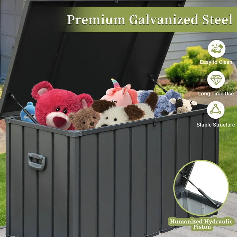 Domi Louvered Deck Box 200 Gallons Water Resistant Lockable with Wheels