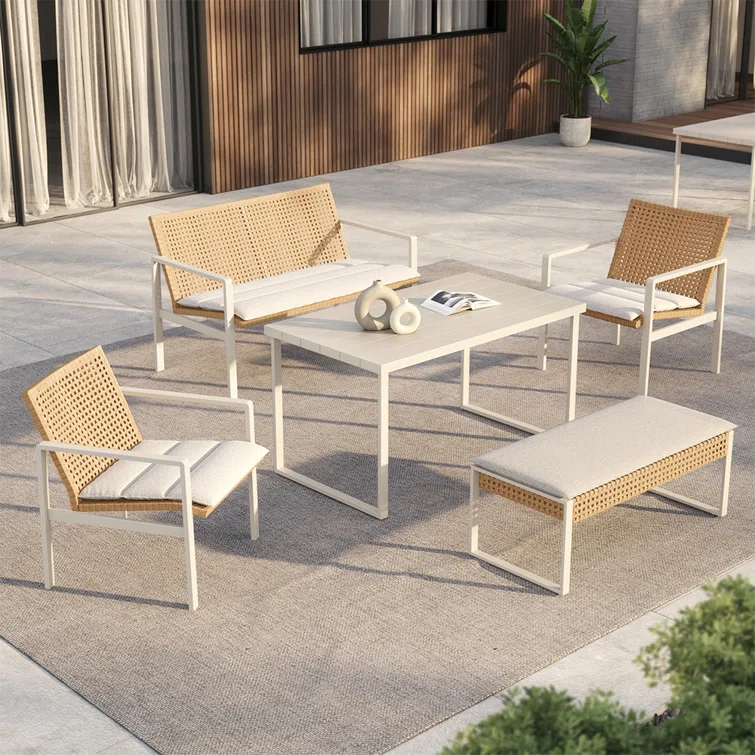 Outdoor 5-piece Seating Group With All-weather Wicker And Cushion