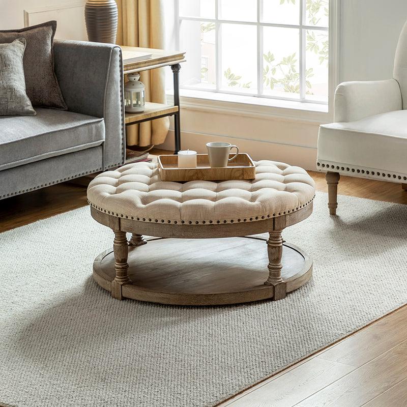 Danilynn Tufted Round Cocktail Ottoman Coffee Table