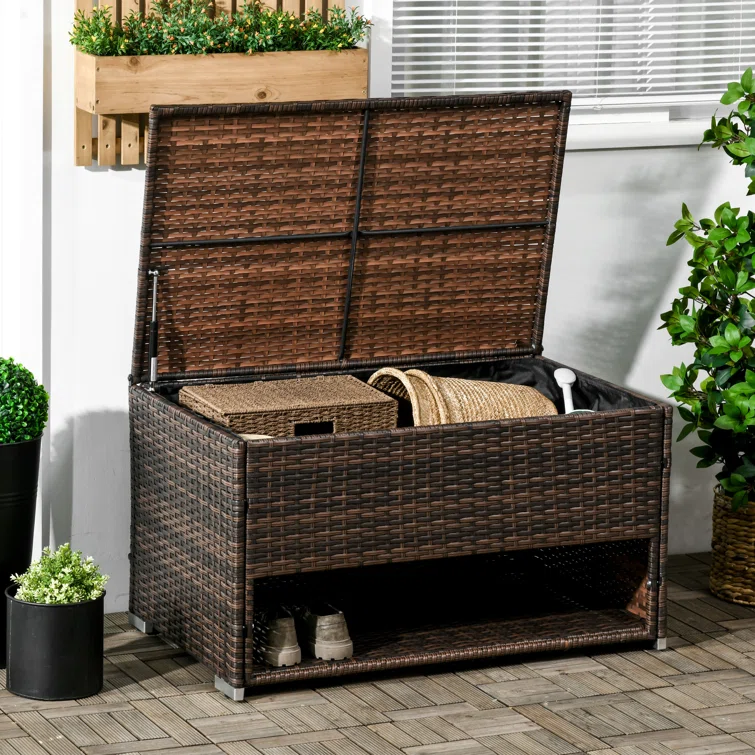 Outsunny 66 Gallon Wicker Deck Box