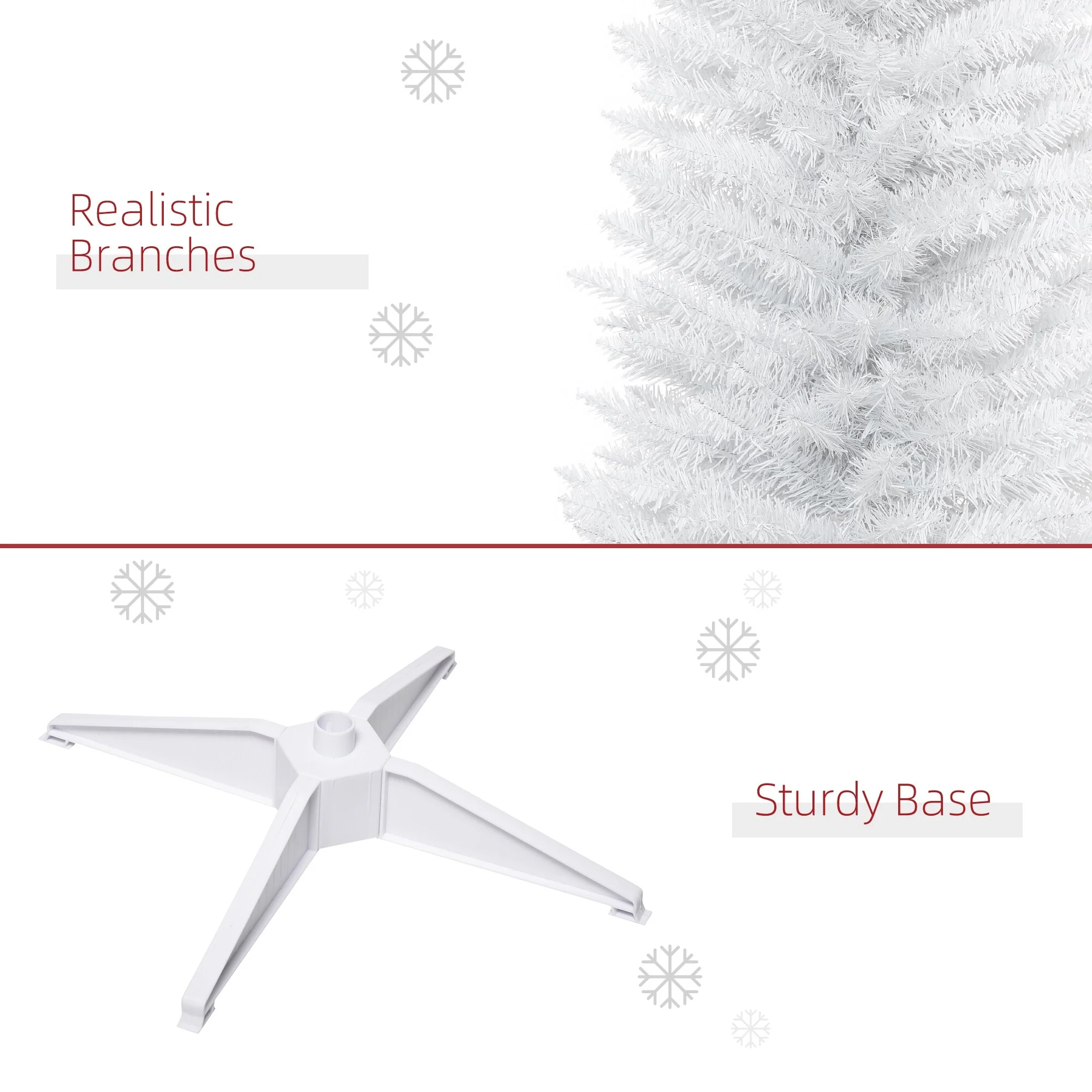 Slim 6FT/7FT Pencil Christmas Tree, Space-Saving Unlit Artificial Xmas Tree with Realistic Branches