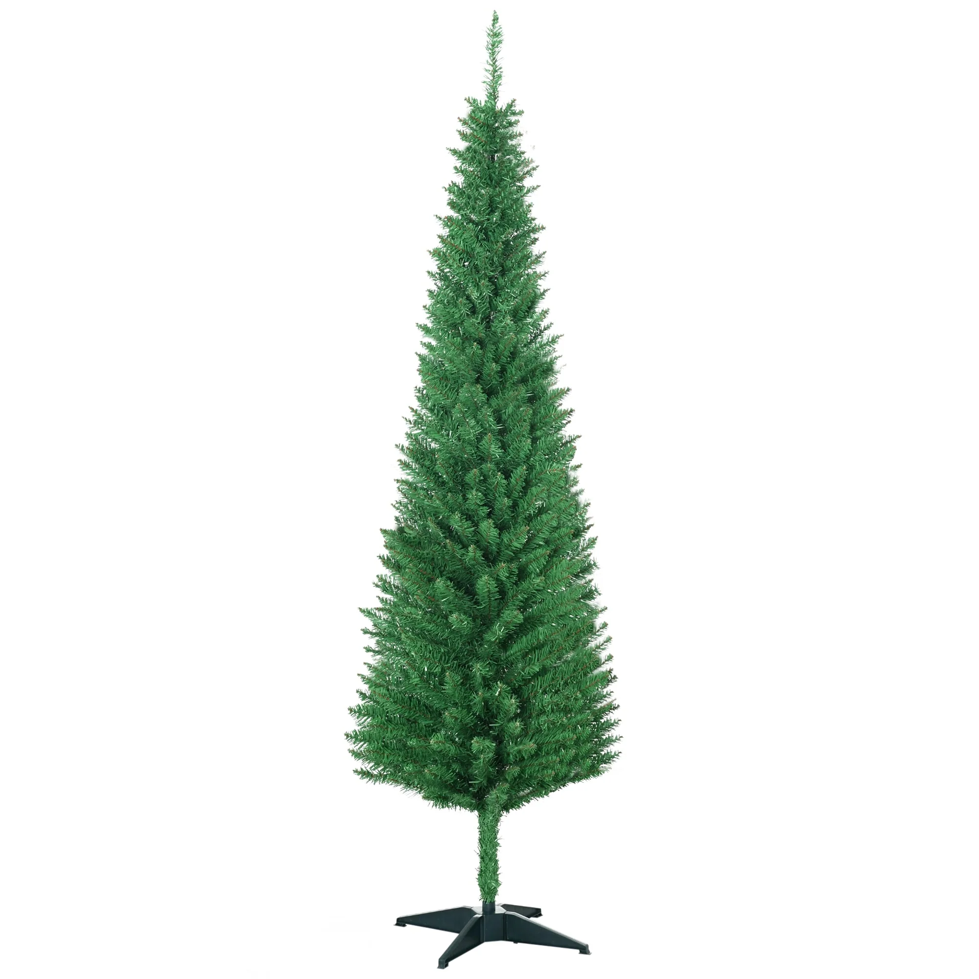 Unlit 5ft/6ft/7ft Slim Artificial Pencil Christmas Tree, Realistic Space-Saving Holiday Tree with Flame-Retardant Branches