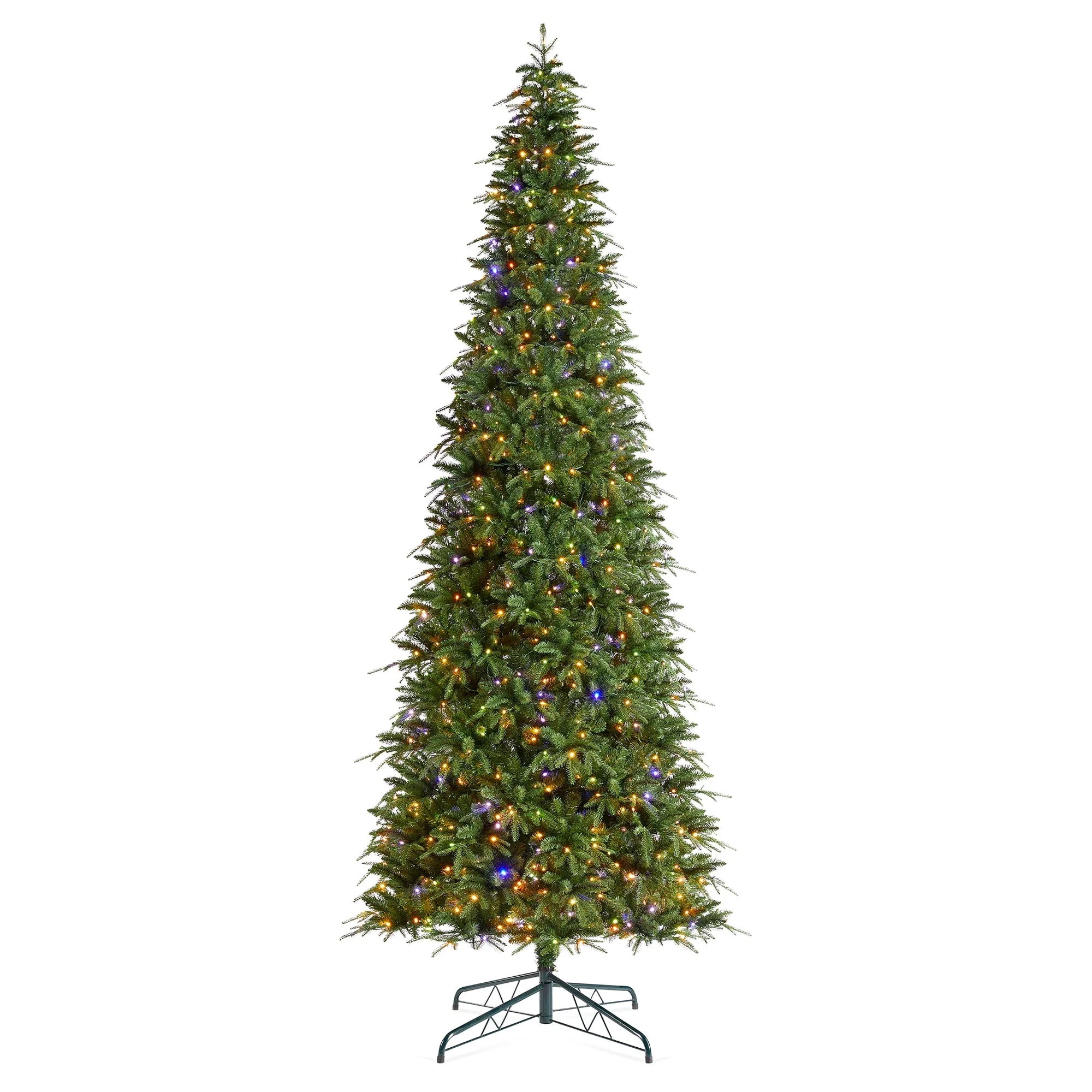 Glitzhome 7.5FT/9FT/11FT/15FT Pre-Lit Green Slim Fir Artificial Christmas Tree with Remote Control