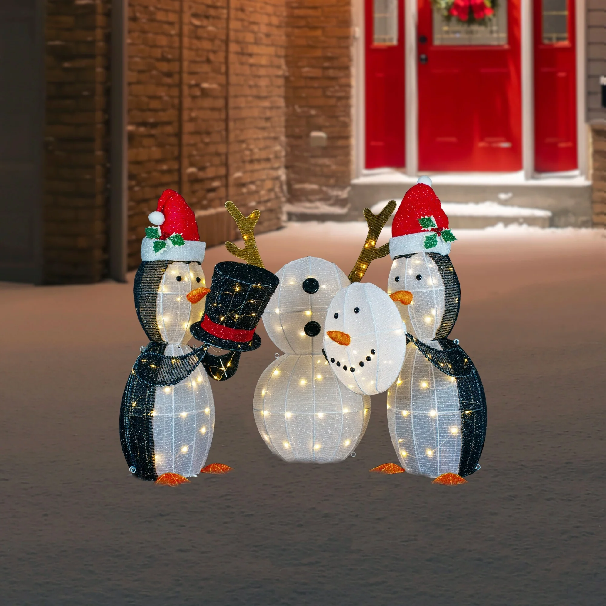 3 LED Penguins Building Snowman Outdoor Christmas Decoration 35