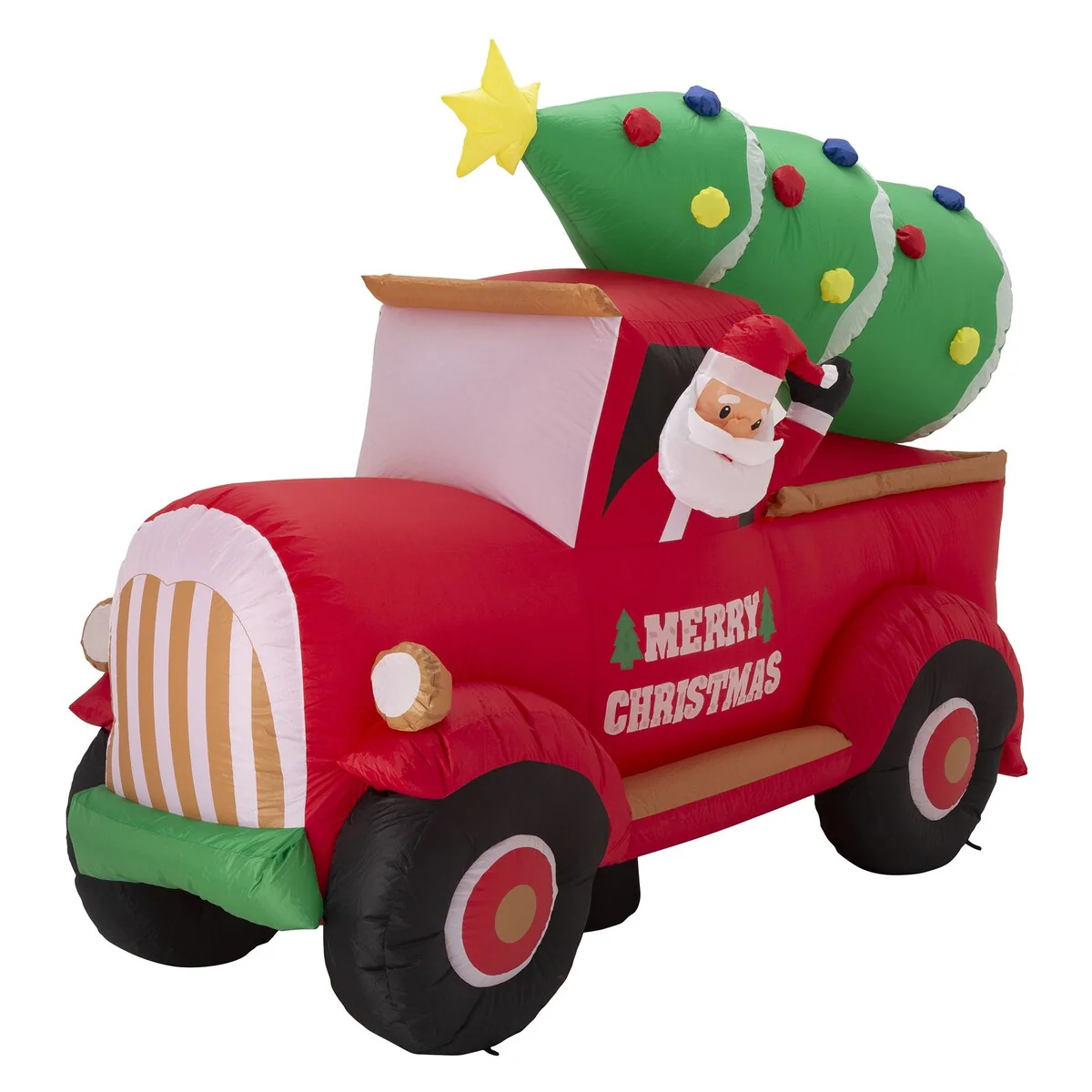 Glitzhome 7ft 'Santa Claus on Pickup Truck' Xmas Inflatable Decor
