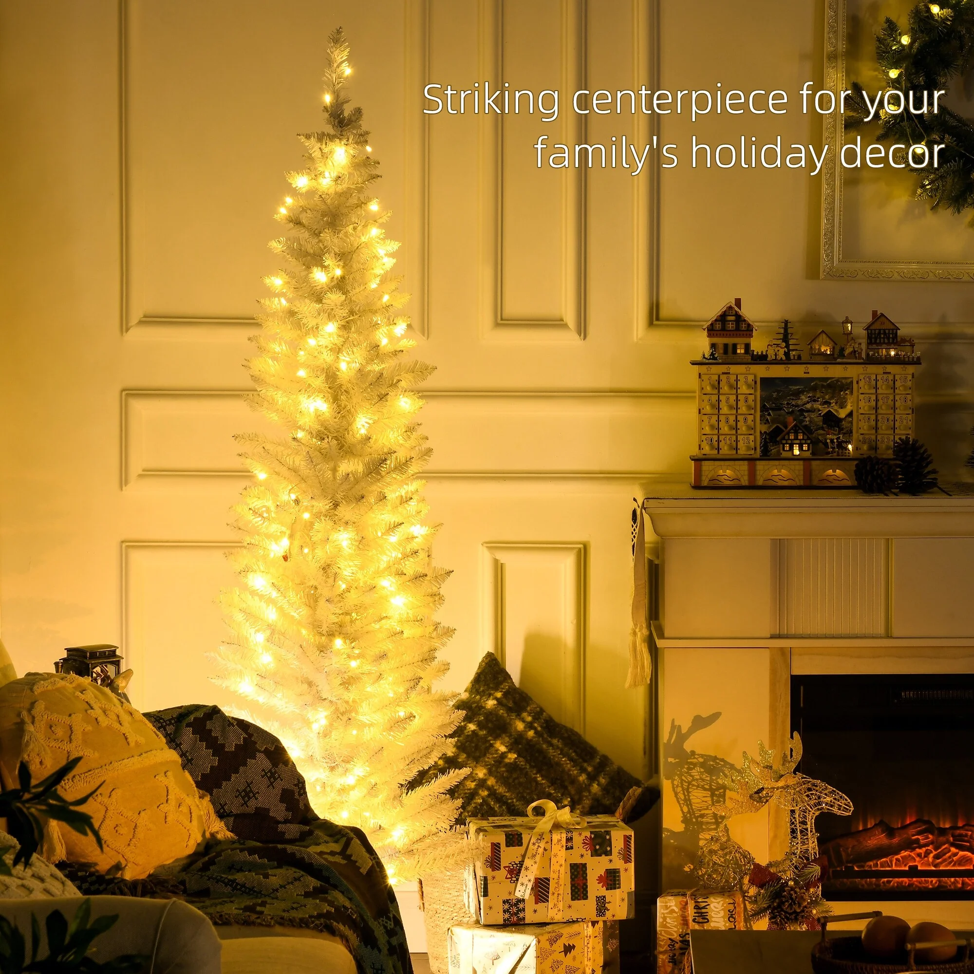 6ft Artificial Slim Noble Fir Tree Perfect for Small Spaces