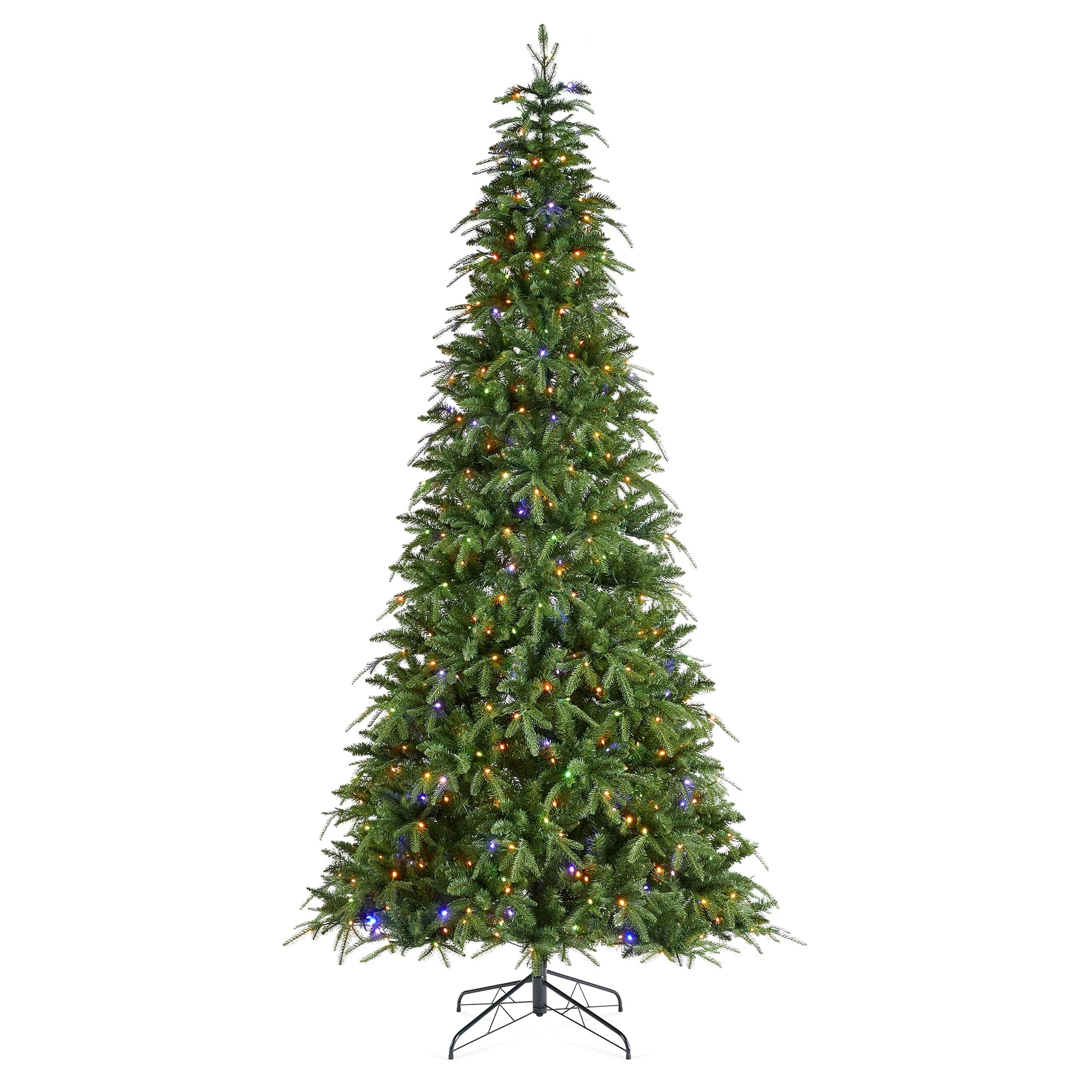 Glitzhome 7.5FT/9FT/11FT/15FT Pre-Lit Green Slim Fir Artificial Christmas Tree with Remote Control