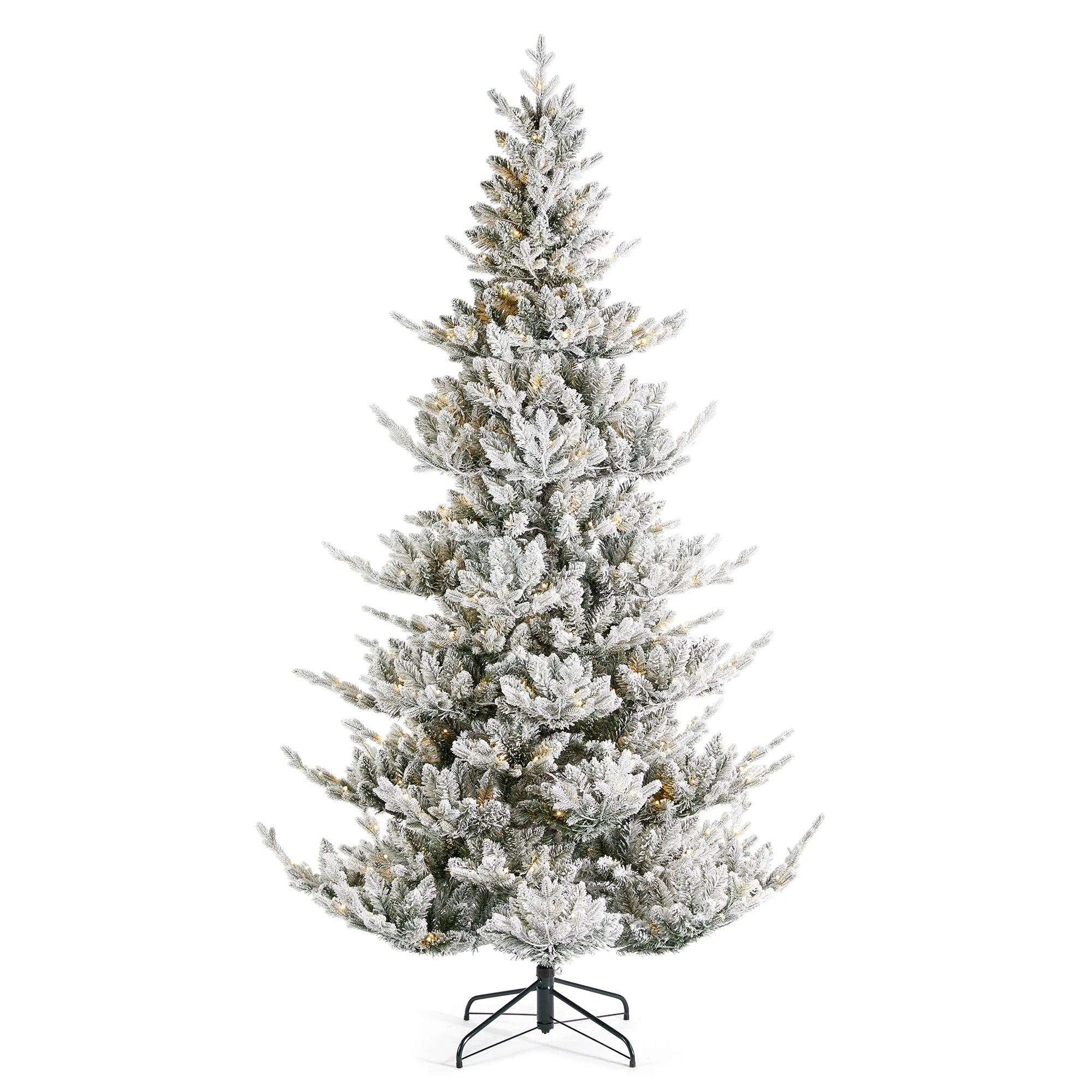 Glitzhome 7.5ft/9ft Pre-Lit Flocked Upward Slim Fir Artificial Christmas Tree with Remote Control
