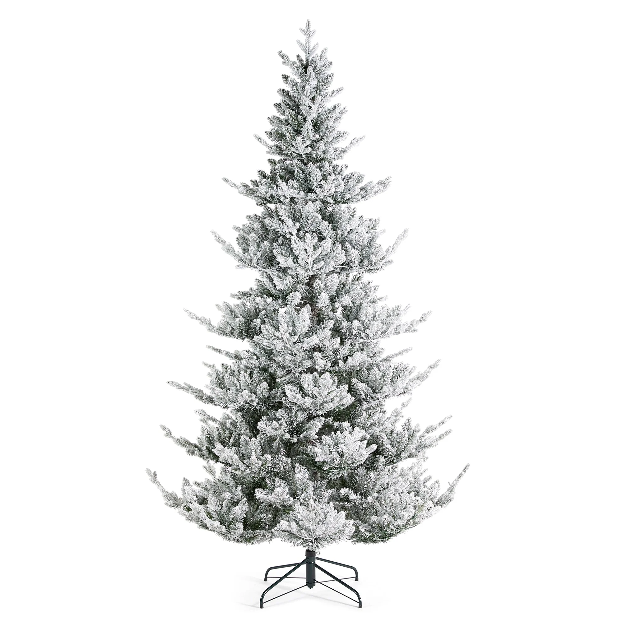 Glitzhome 7.5ft/9ft Pre-Lit Flocked Upward Slim Fir Artificial Christmas Tree with Remote Control