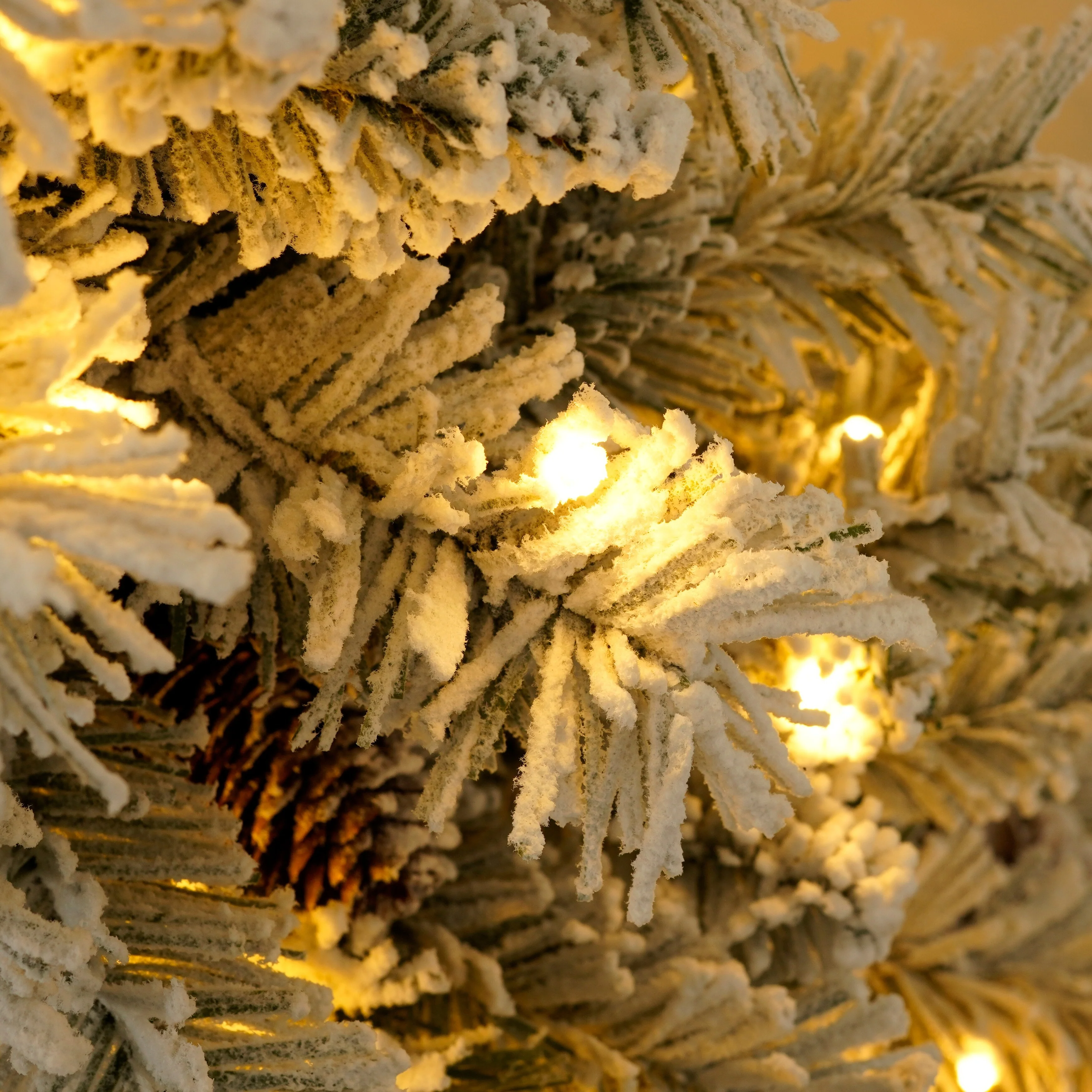 4-Piece Artificial Christmas Tree Set with Pre-Lit LED Lights, Wreath Garland