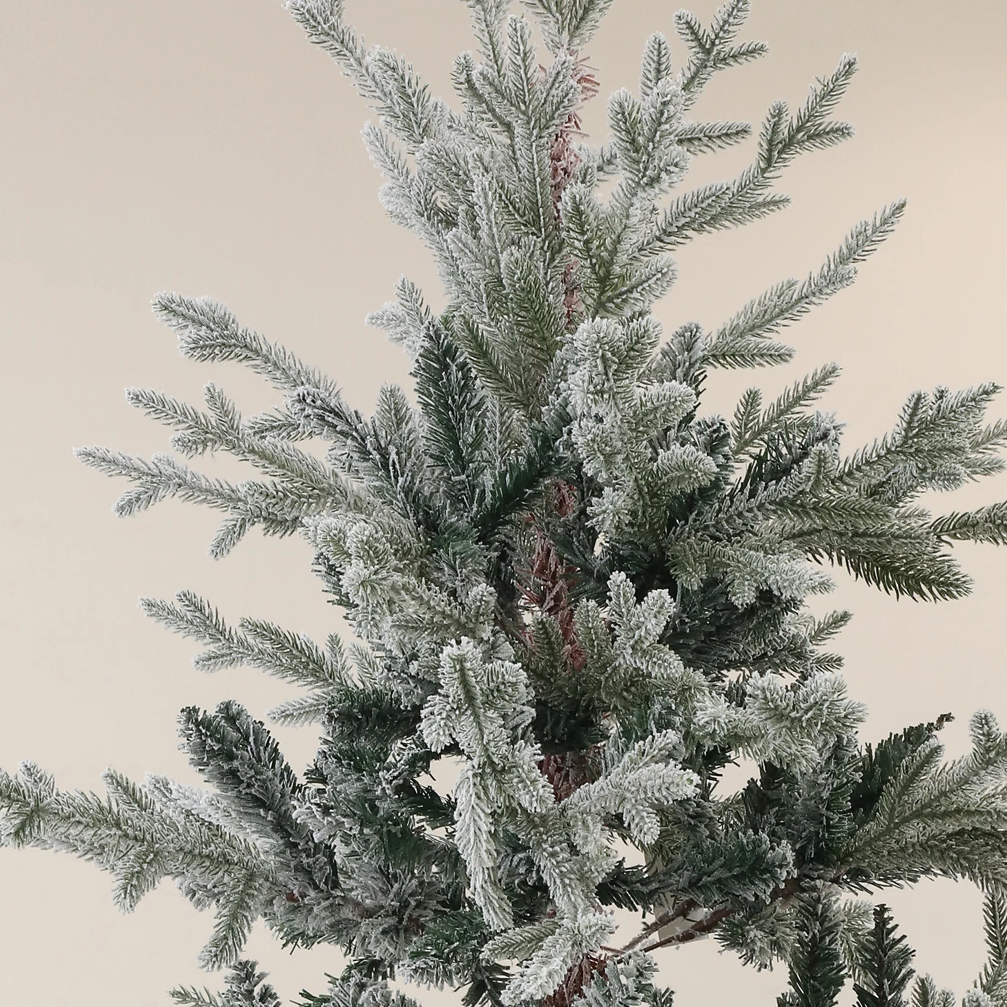 7.5ft Unlit Snow Flocked Nordic Pine Christmas Tree, 1218 Branch Tips, Stable Steel Base for Home and Office Décor
