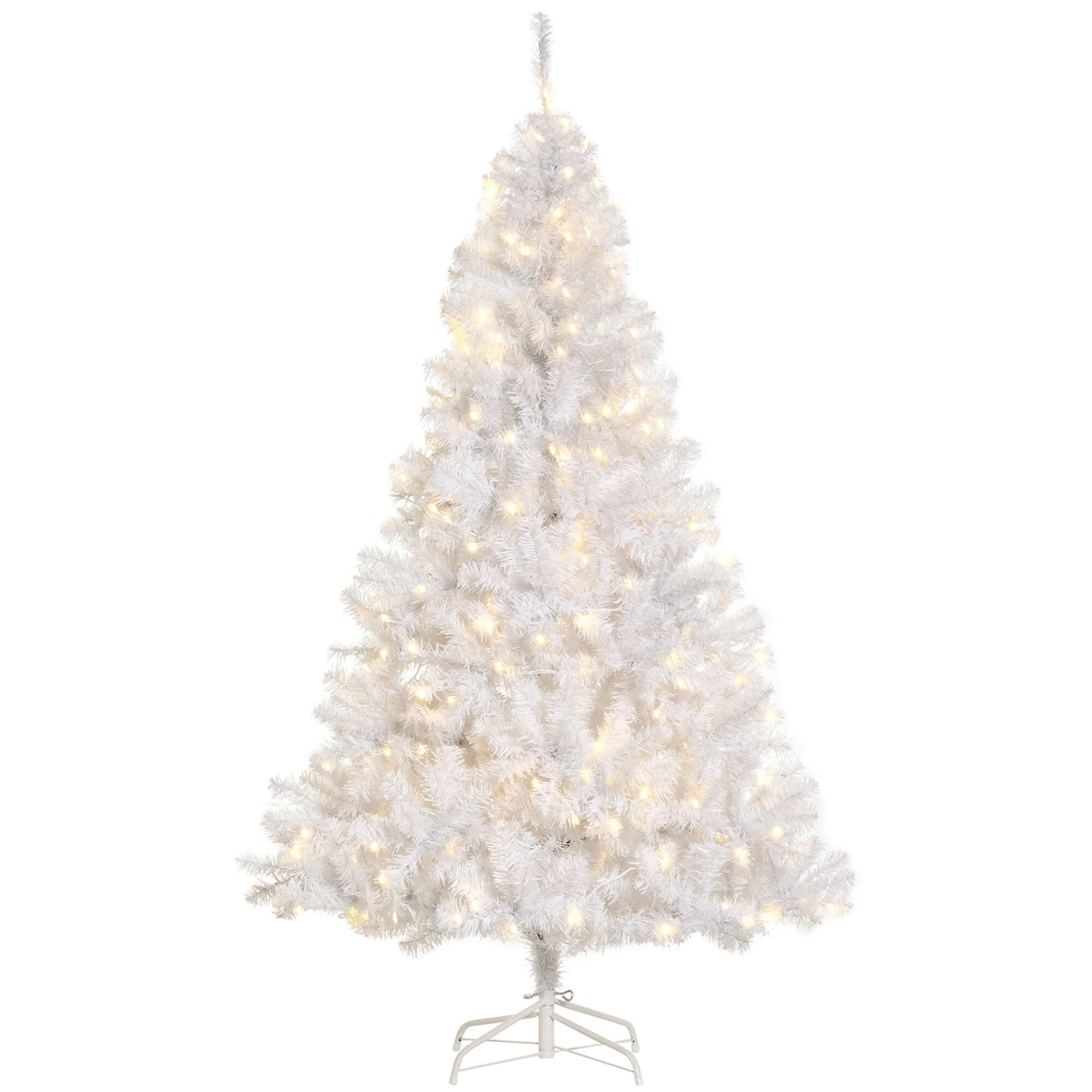 6ft Artificial Douglas Fir Christmas Tree with 250 LED Lights, Metal Base, and 1000 Branch Tips for Indoor Decor