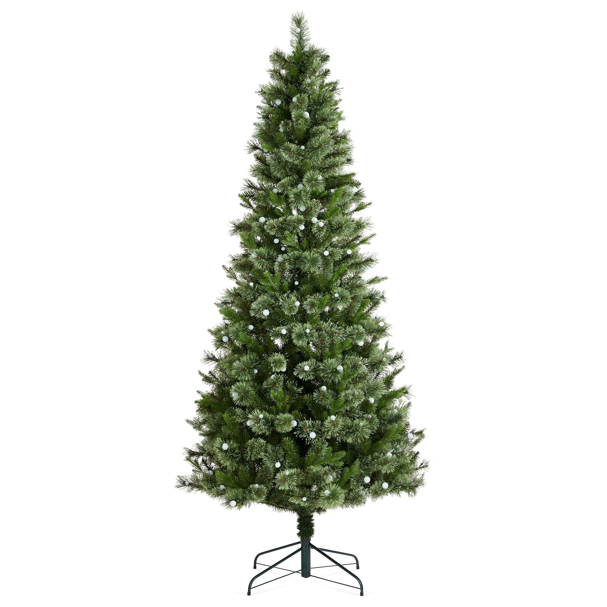 Glitzhome 7.5ft/9ft Pre-Lit Green Slim Pine Artificial Christmas Tree with Foot Pedal & Remote Control