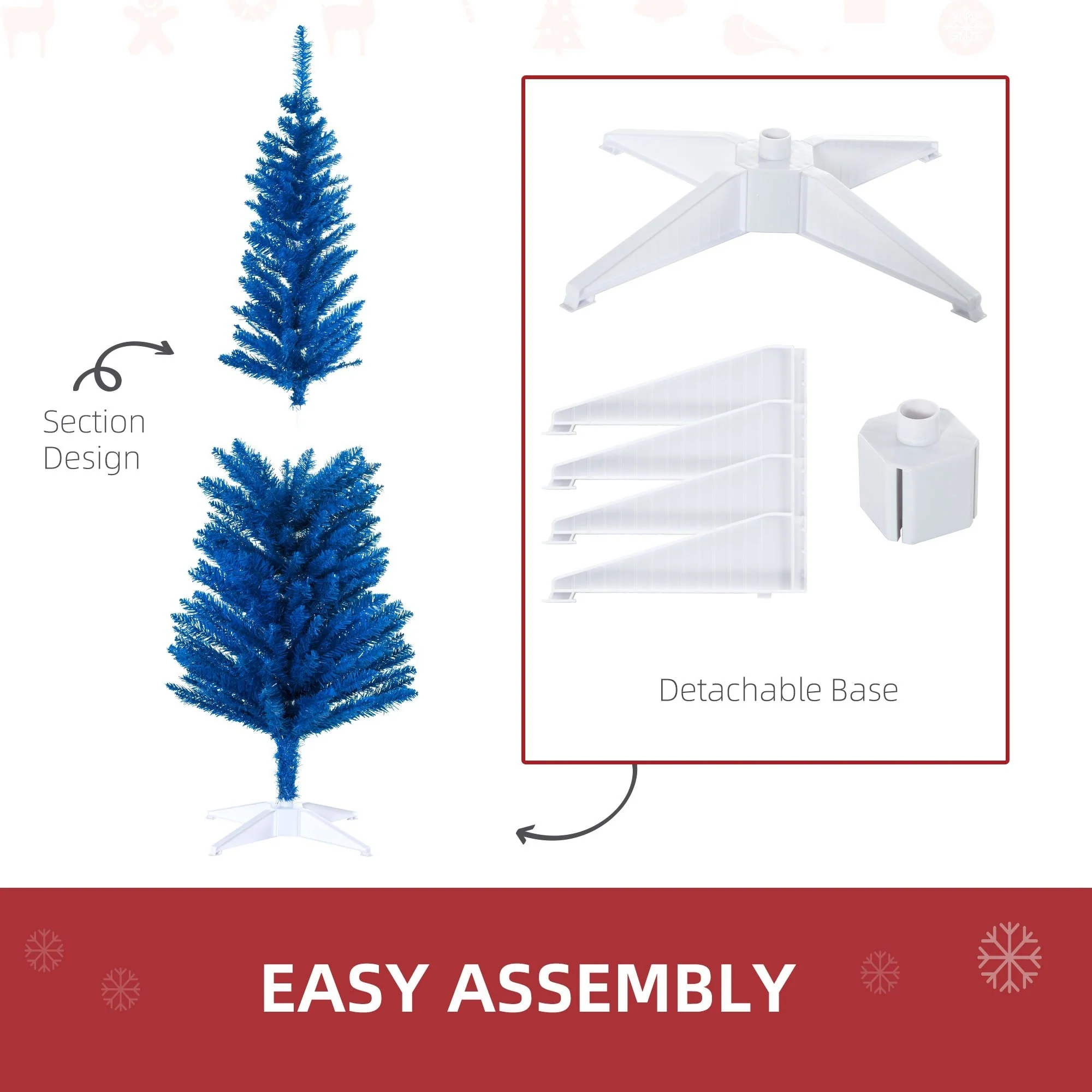 Artificial Pencil Christmas Tree, 5FT/7FT, Space-Saving Design for Apartments
