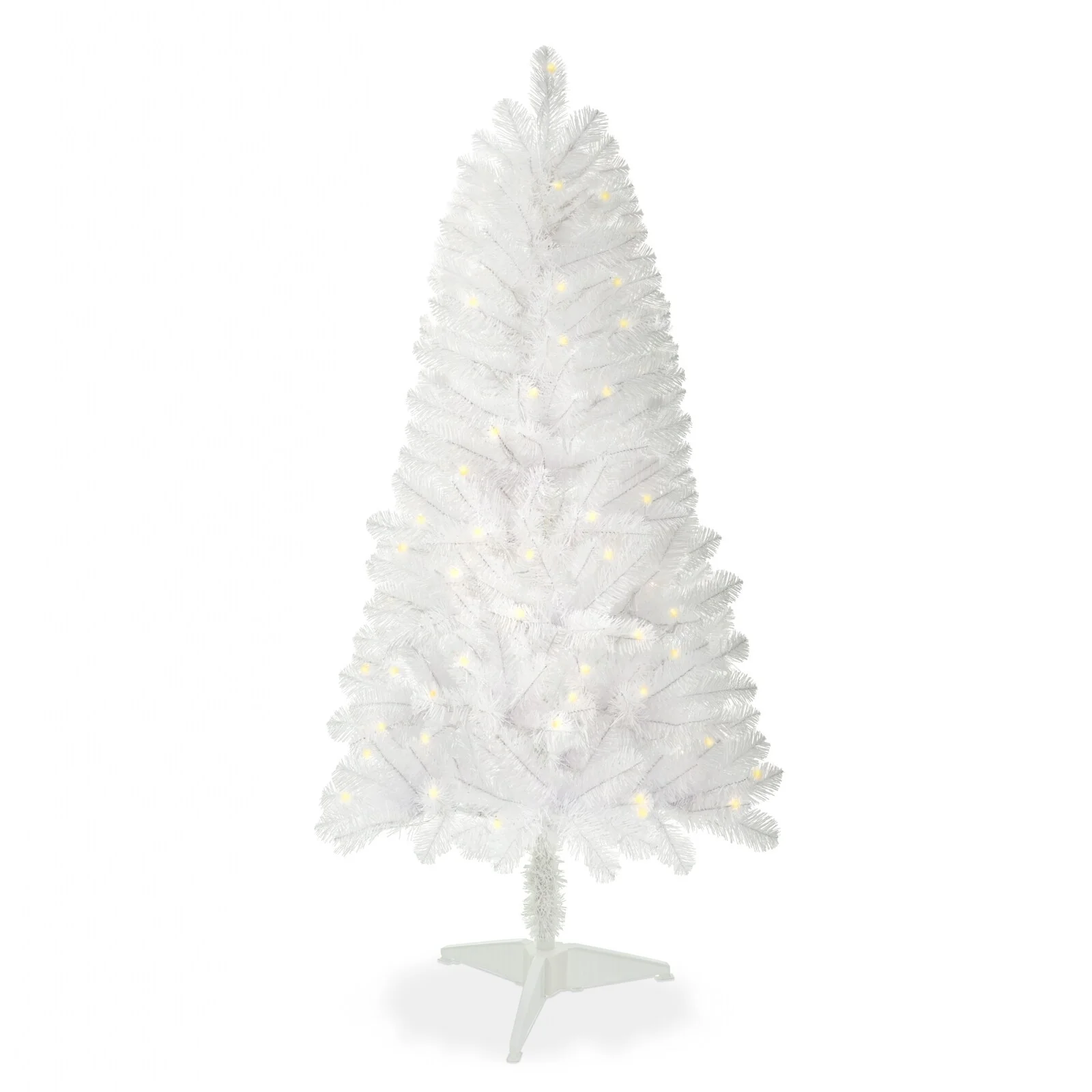 Indoor 4ft Pre-Lit Norwood Spruce Christmas Tree with Fade-Resistant PVC and 100 Warm LED Lights for Home or Office