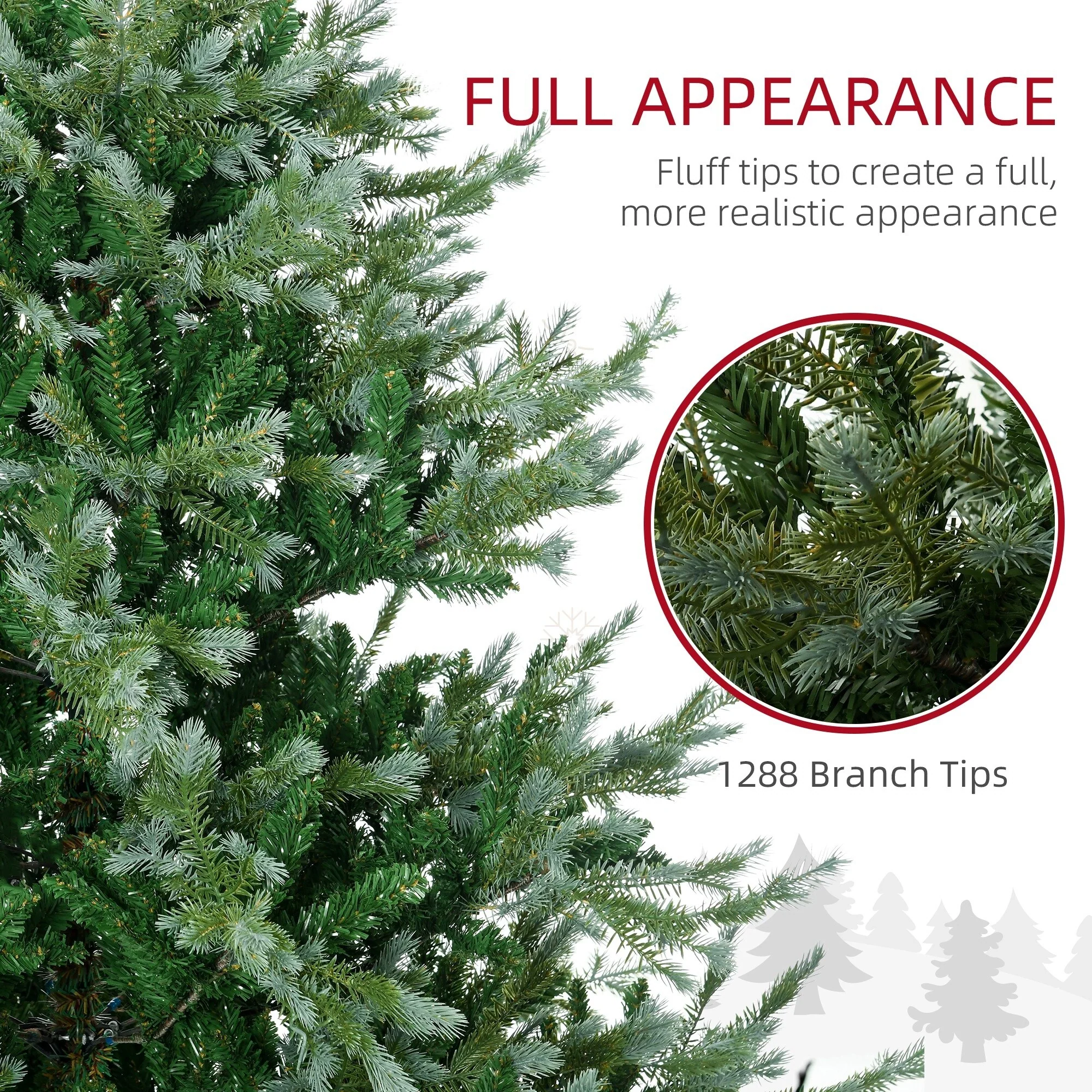 7.5ft Artificial Wide Christmas Tree, Unlit Holiday Décor with Auto-Open Design, 1288 Branches & Steel Base