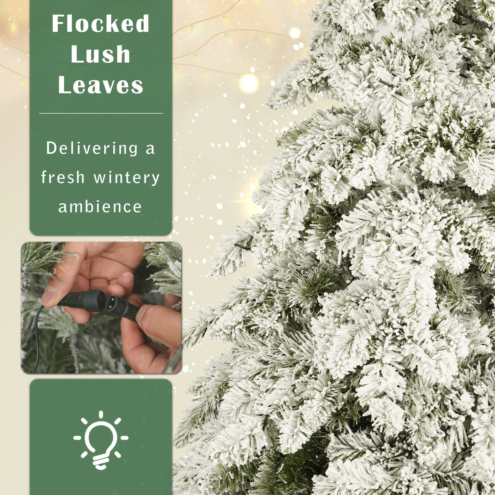 Flocked 7.5ft Christmas Tree with 400 LED Lights and 1050 Bendable Branches