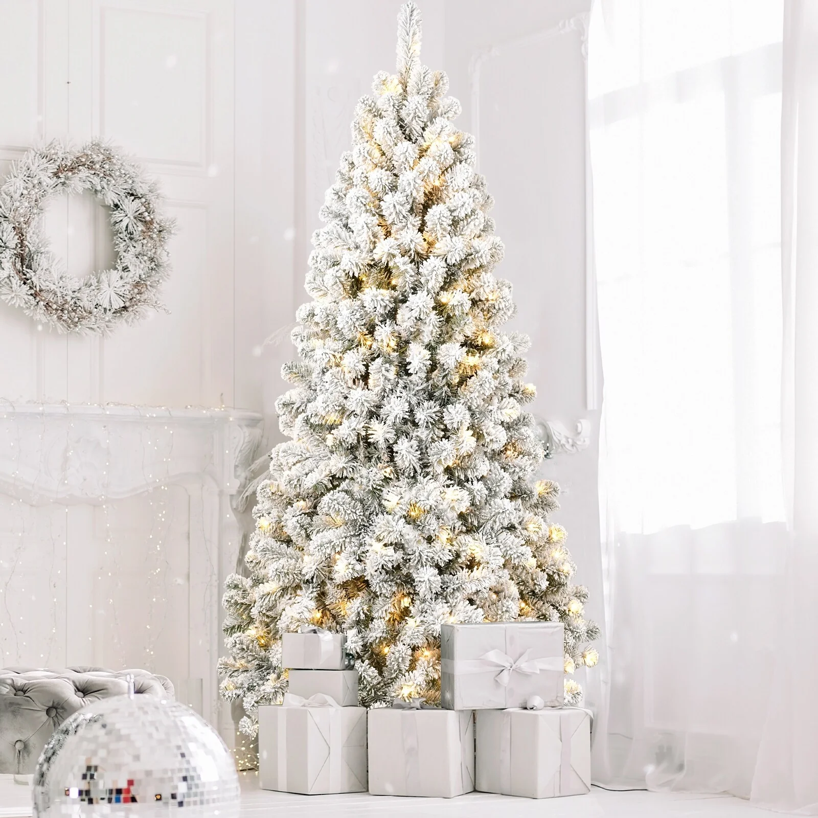 Effortless Setup 7FT Christmas Tree with 1,064 Memory Wire Tips and 400 Lights