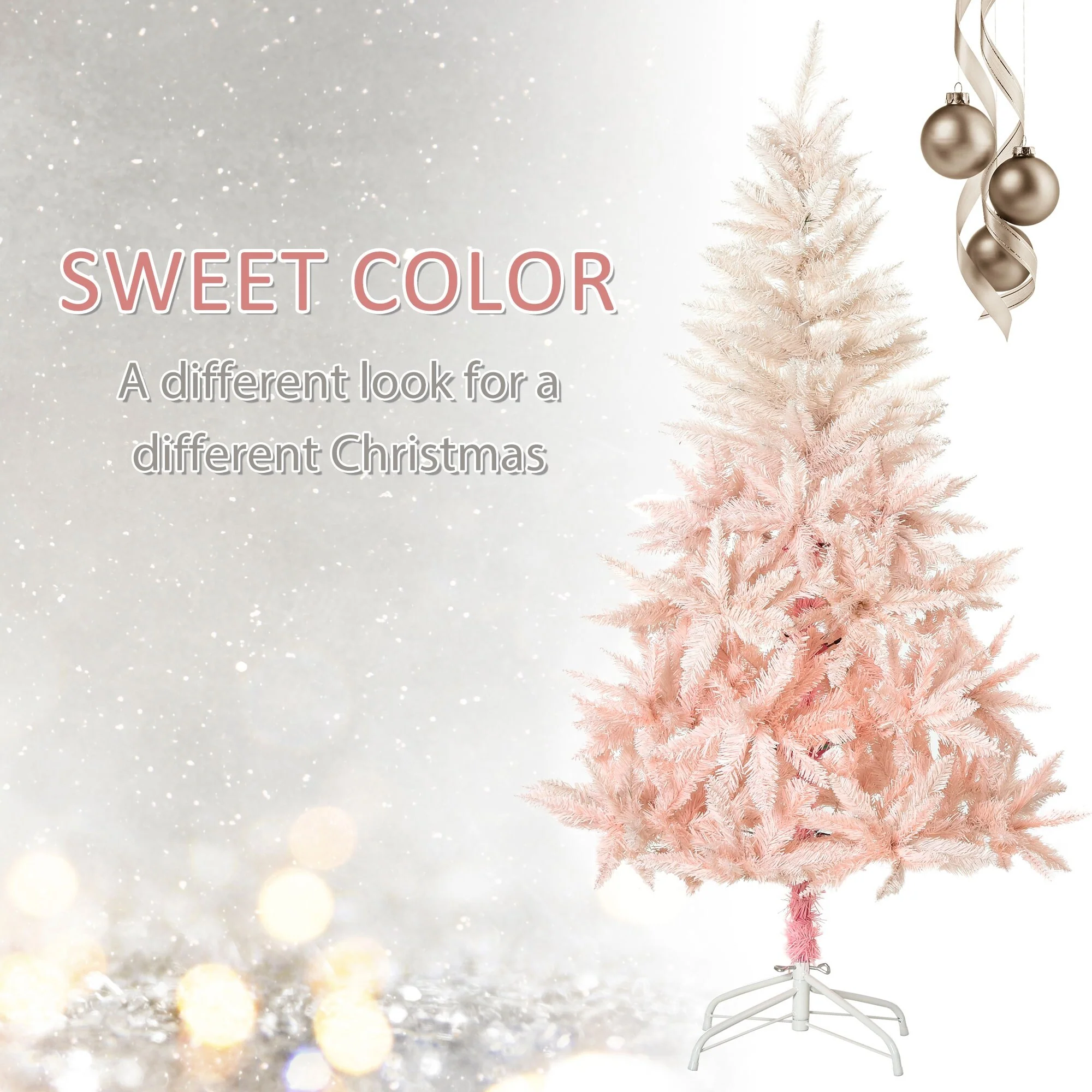 7ft Realistic Unlit Spruce Christmas Tree with Flame-Retardant Branches, 1000 Tips, Perfect for Indoor Holiday Decor