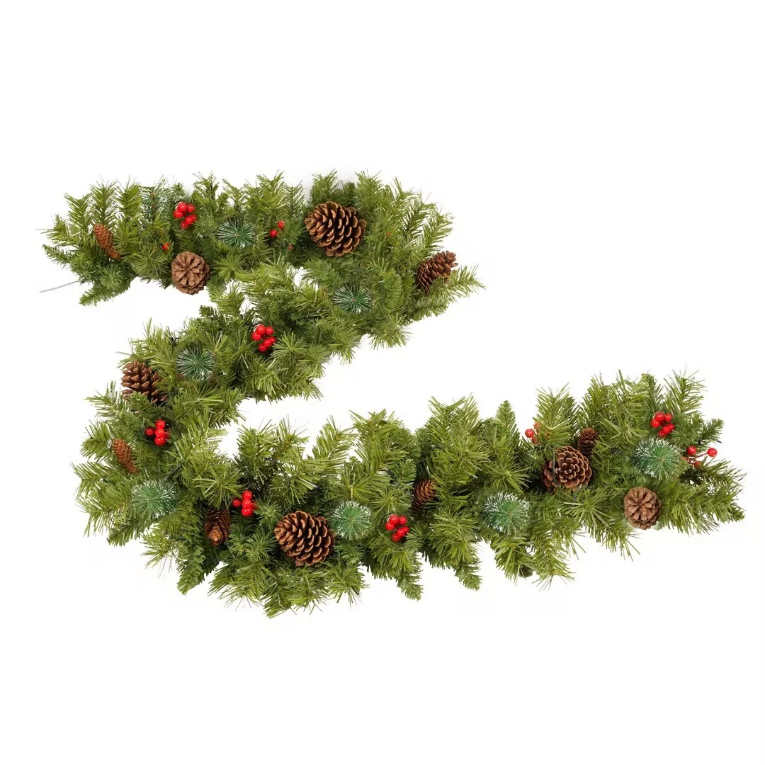 4-Piece Artificial Christmas Tree Set with LED Lights, 3FT Entrance Trees, Wreath & Garland.