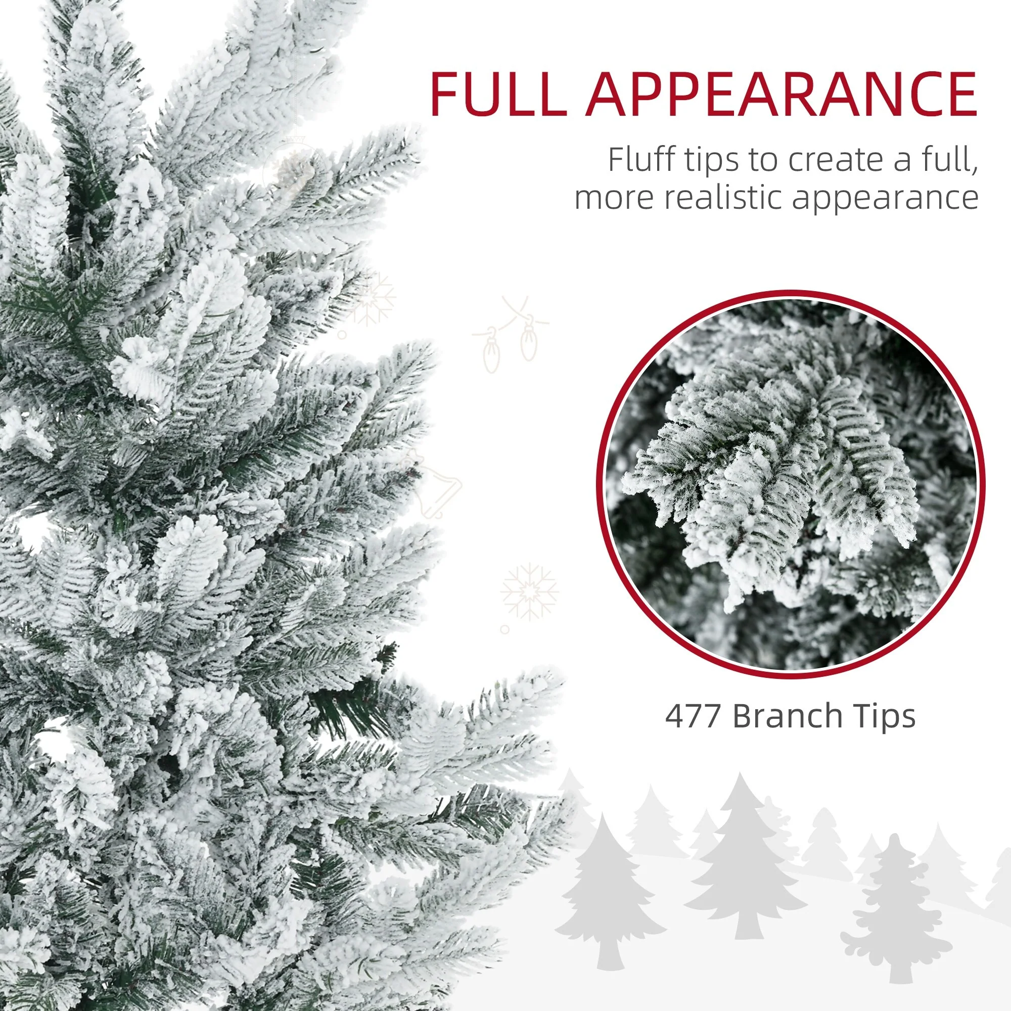 Unlit 6ft Snow-Flocked Pencil Artificial Christmas Tree with Auto-Open Design, Ideal Holiday Decoration