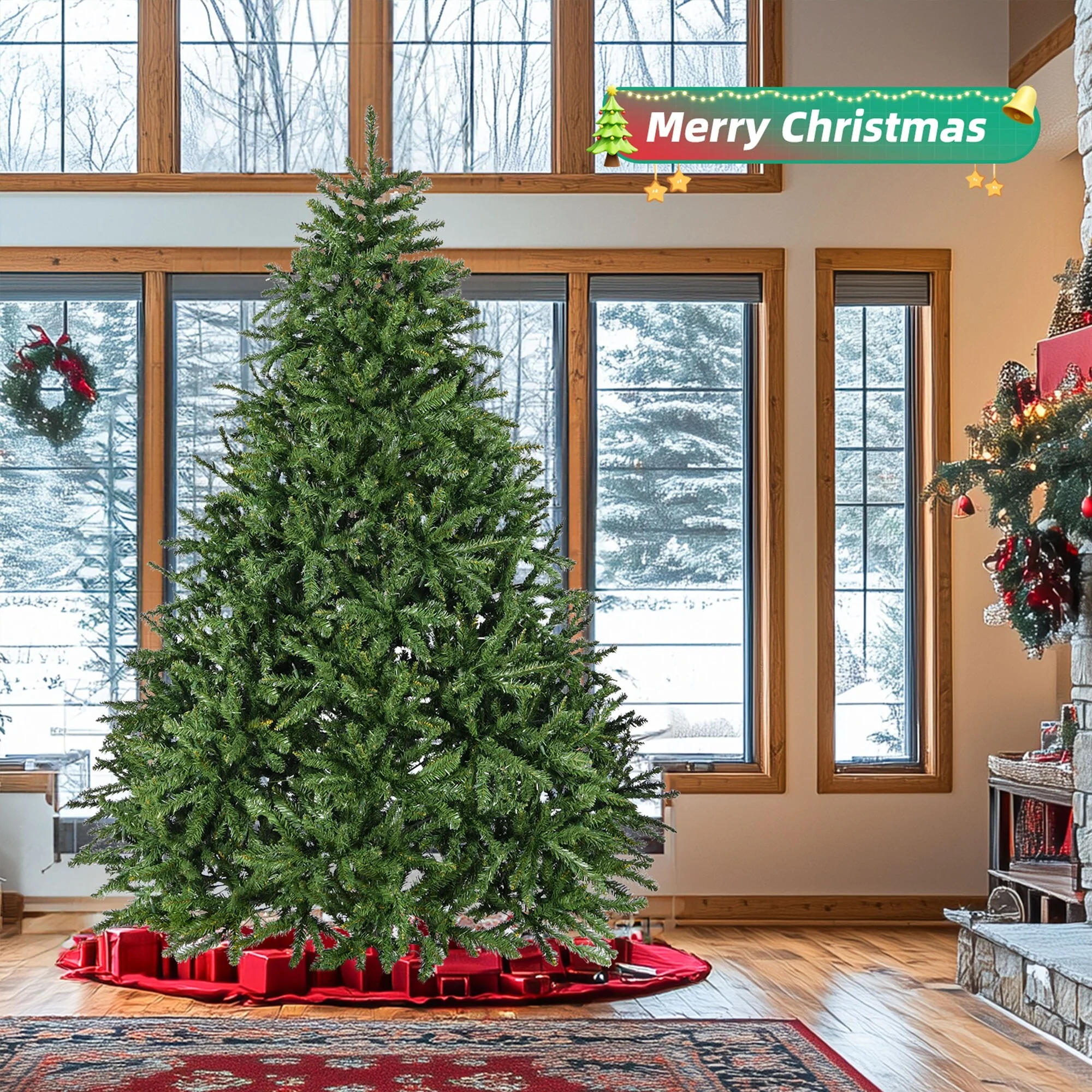 Full and Realistic 7ft Christmas Tree with 700 Warm White LEDs and 2231 Tips Easy Setup with Hinged Branches