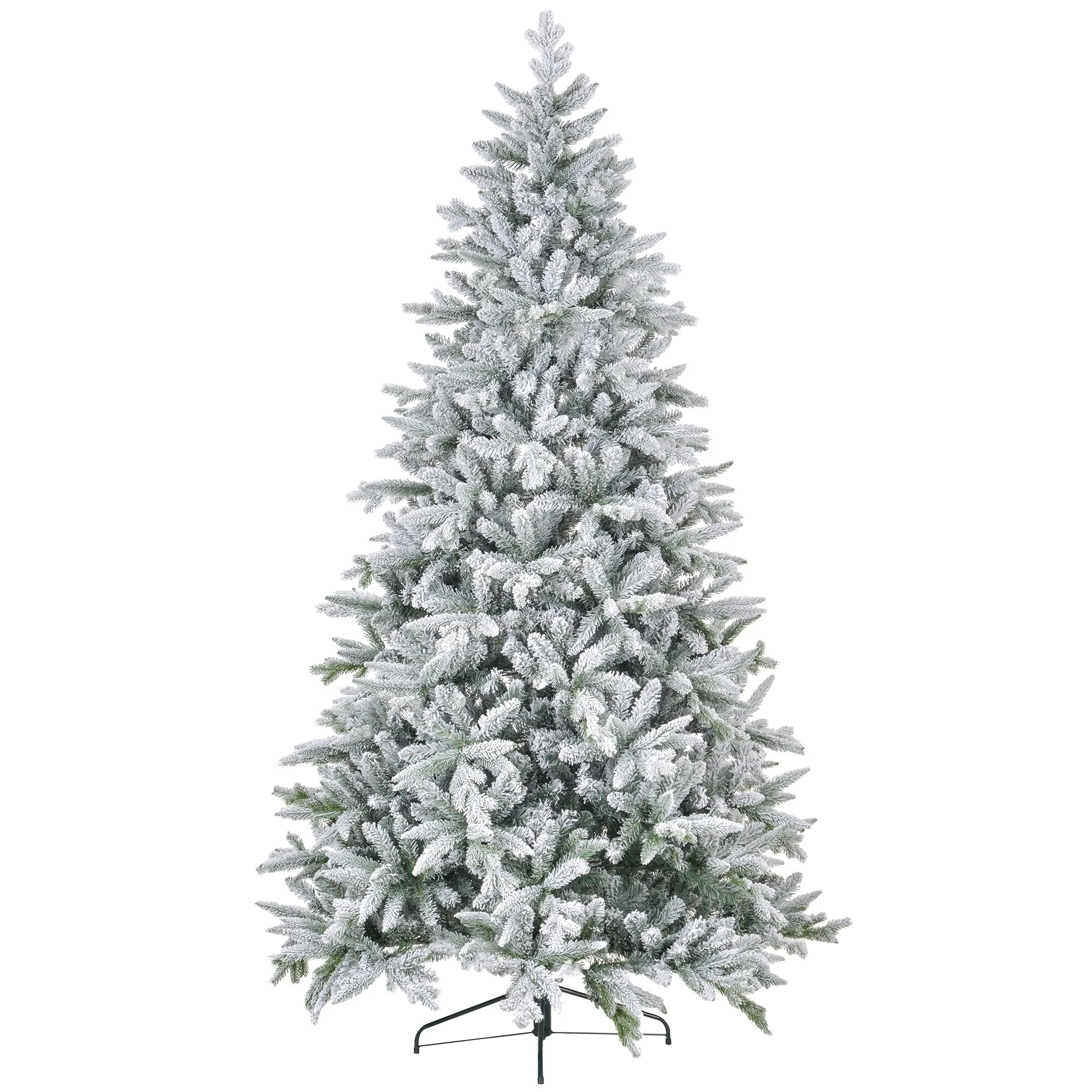 Snow Flocked 7ft/8ft Artificial Christmas Tree, Realistic Hinged Xmas Tree with 1401/2003 Tips & Metal Stand