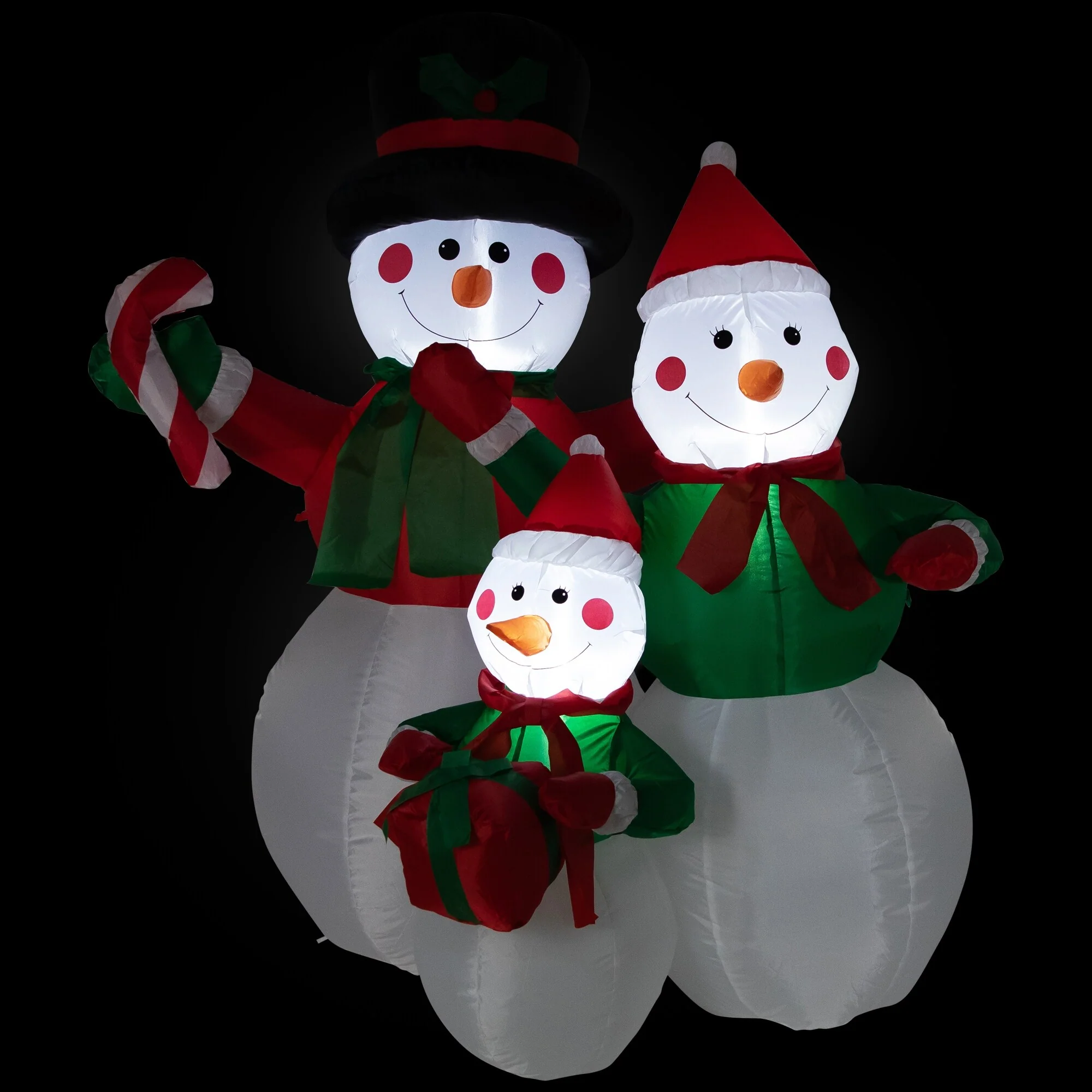 Inflatable Lighted Snowman Family Christmas Yard Art Decoration - 4'