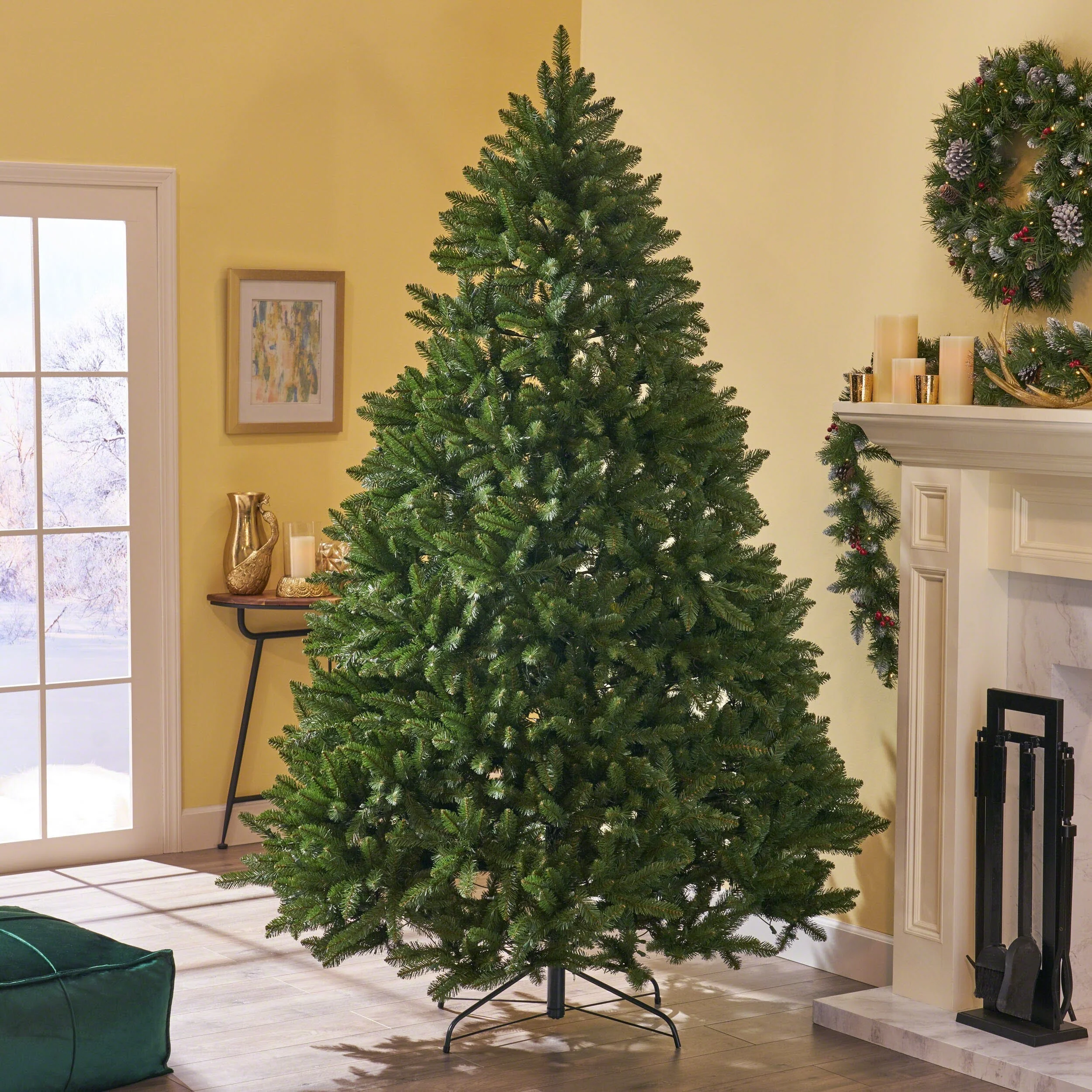 7ft Unlit Norway Christmas Tree with 2231 Tips and Durable Iron Stand