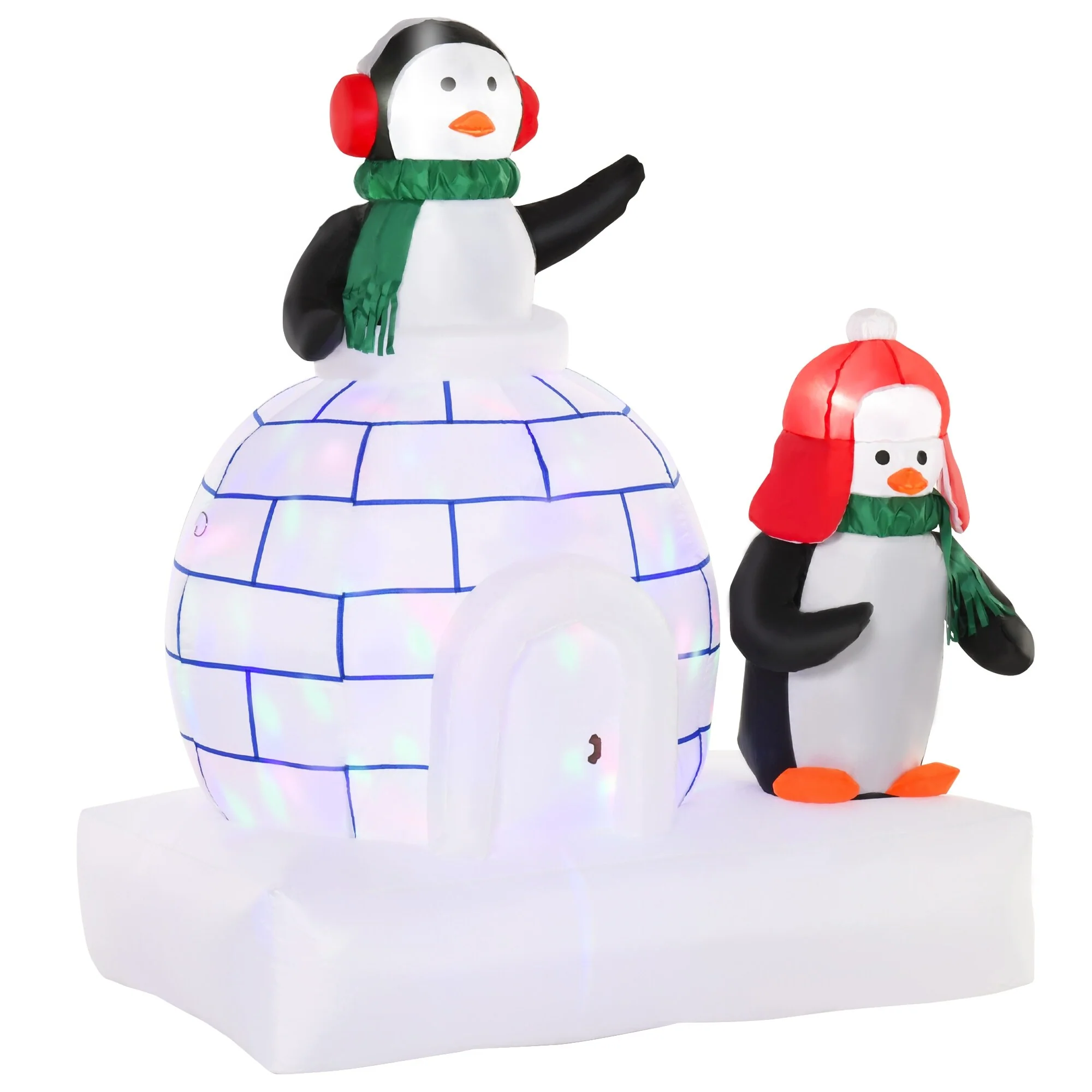 HOMCOM 5 ft. Inflatable Penguin Christmas Decoration with Colorful Igloo, Cute Christmas Decoration