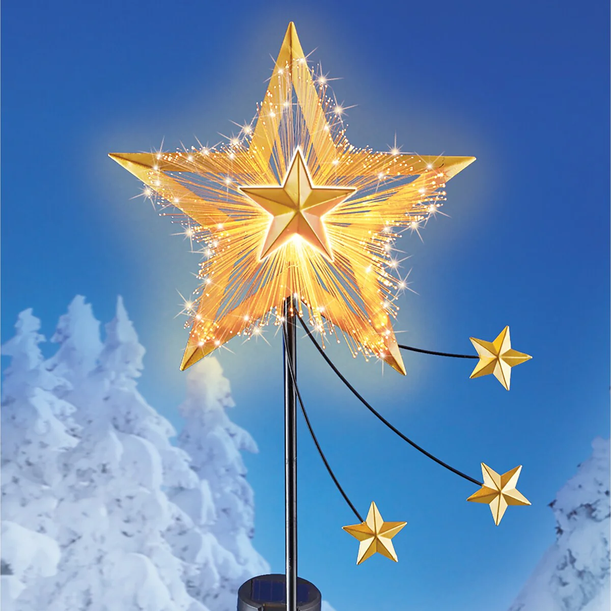 LED Lighted Golden Star Solar Powered Garden Stake - Gold - 9.63 x 36 x 2.75