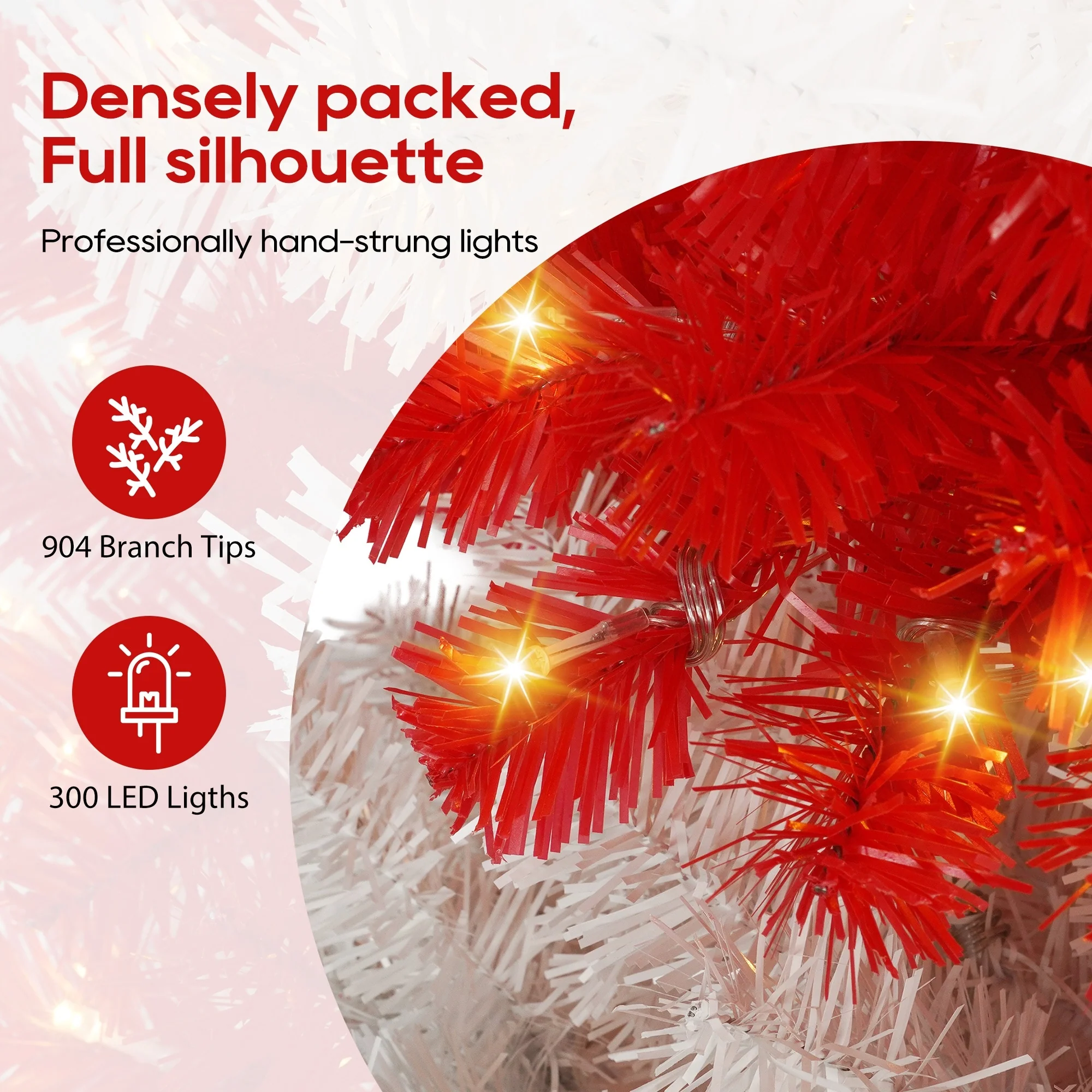 6FT Candy Cane Artificial Christmas Tree with 300 LED Lights and 900 Branch Tips