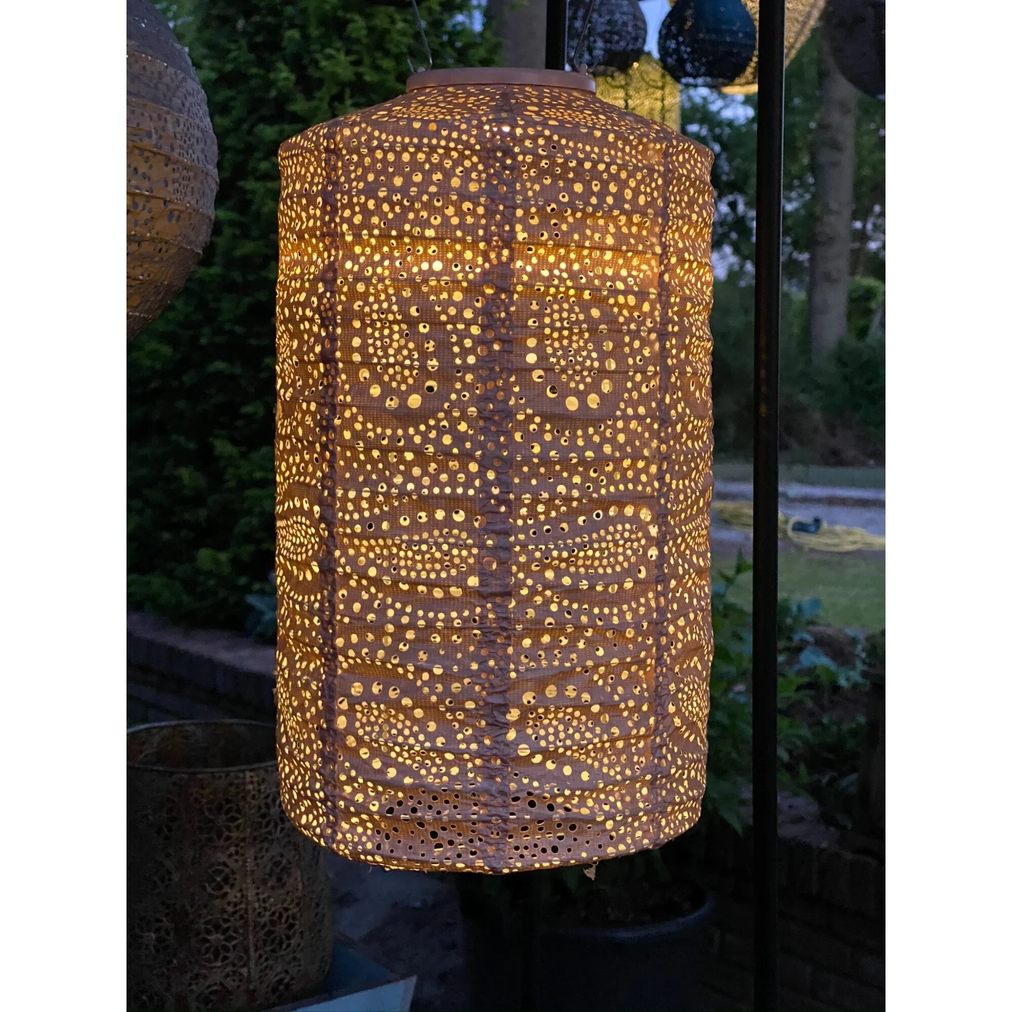 Pre-Lit Battery-Operated Cylinder Paisley Lantern - 19
