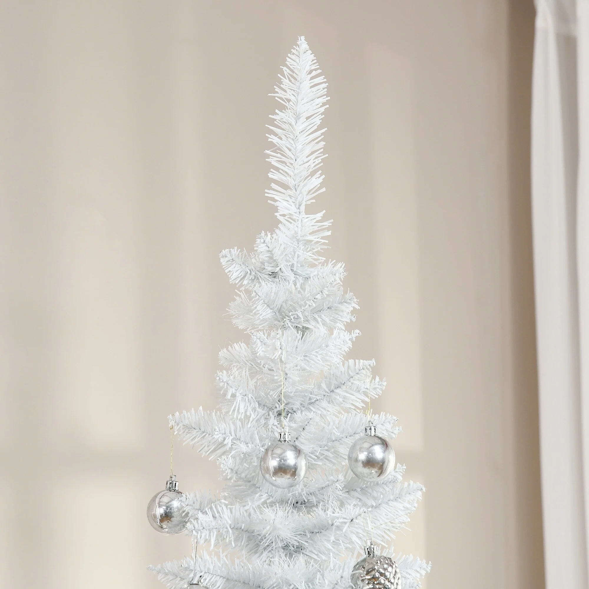 Slim 6FT/7FT Pencil Christmas Tree, Space-Saving Unlit Artificial Xmas Tree with Realistic Branches