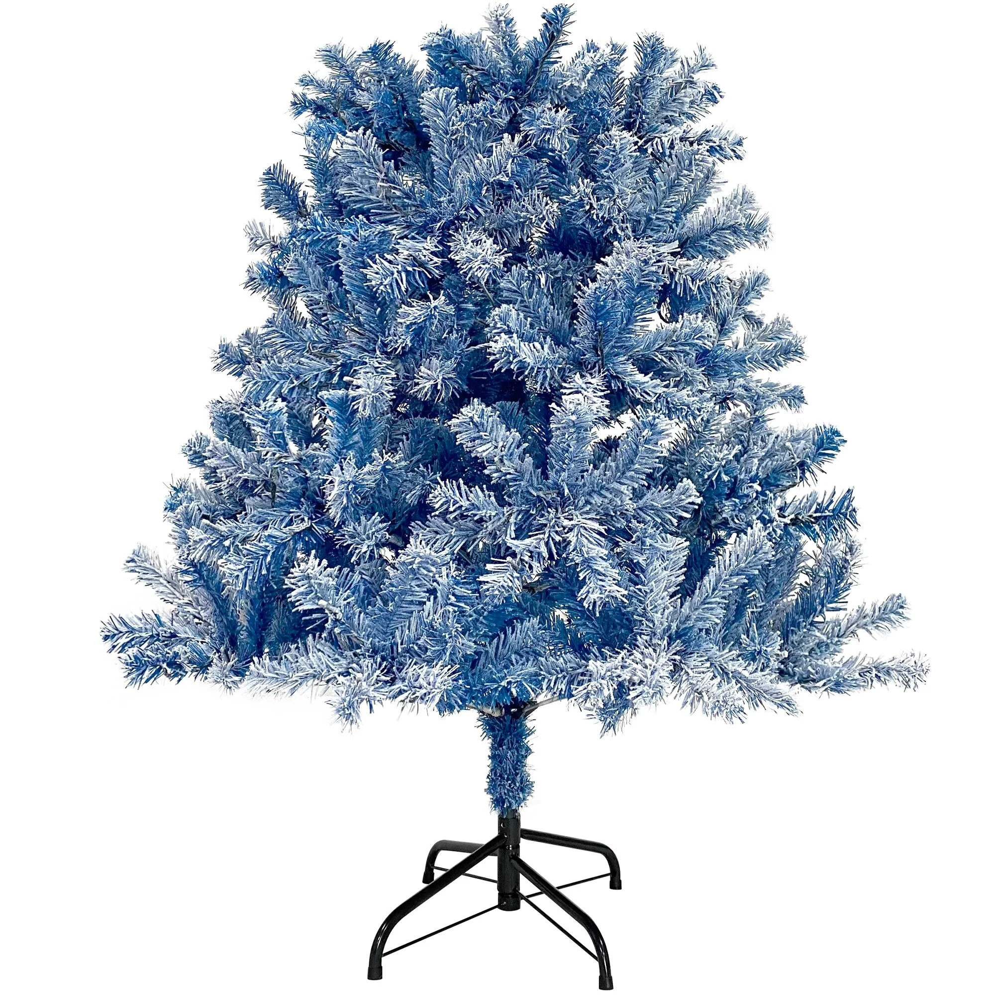 6FT Pre-Lit Hinged Artificial Fir Christmas Tree with Snow Flocked Branches, 750 Tips, and 300 Warm LED Lights