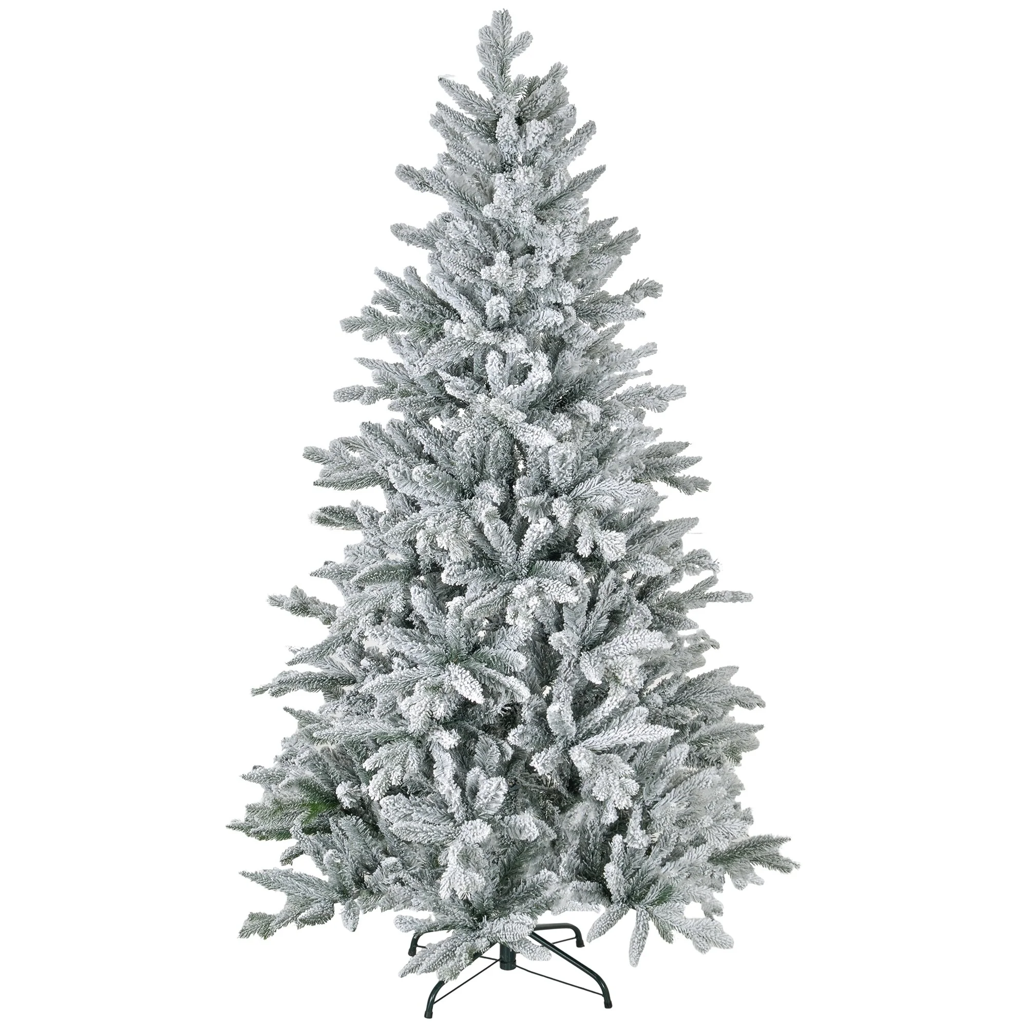 6ft Realistic Snow Flocked Artificial Christmas Tree, Hinged Design with 994 Tips and Flame-Retardant Branches