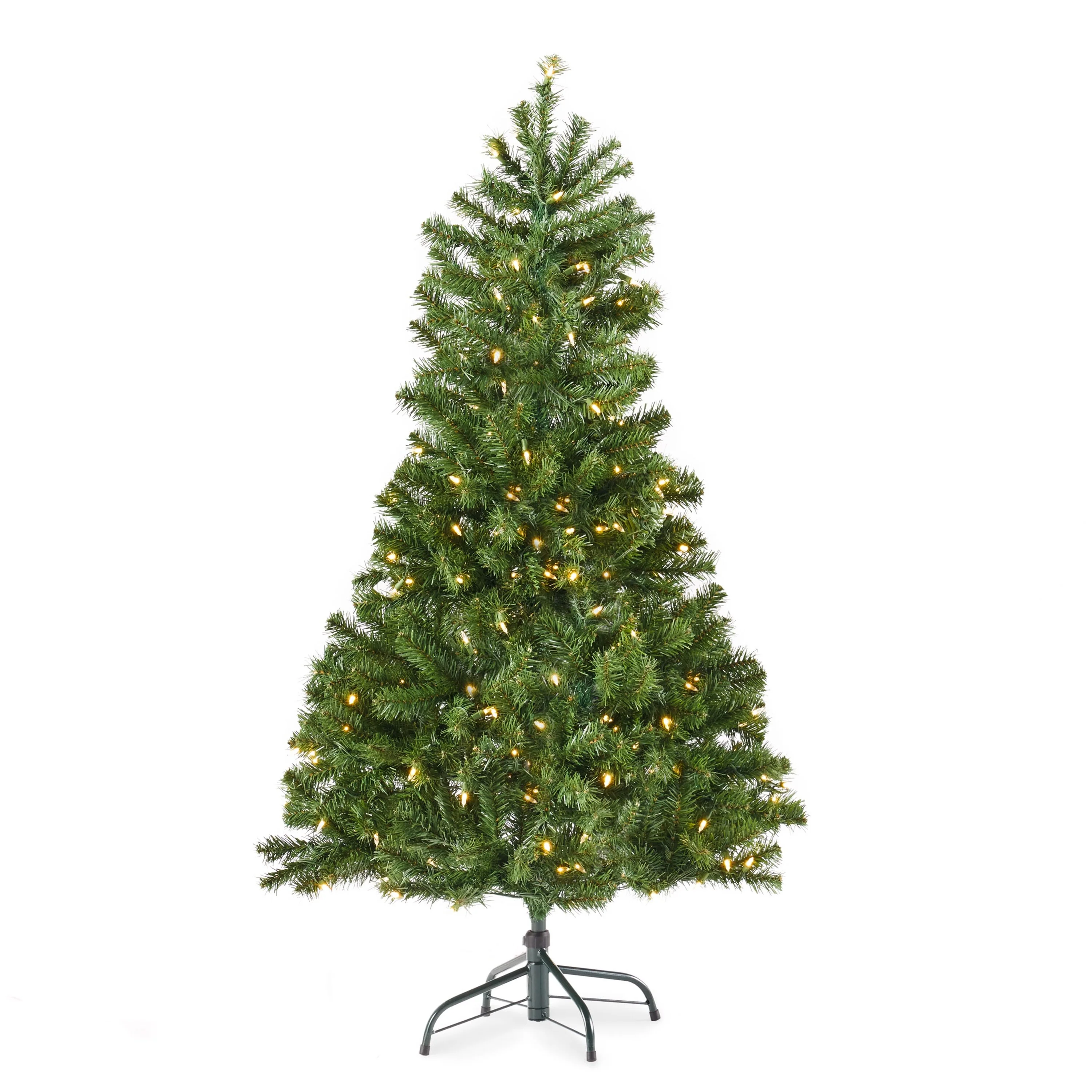 Eco-Friendly 4.5FT Pre-Lit Artificial Christmas Tree with 200 Clear LED Lights, Perfect for Small Spaces