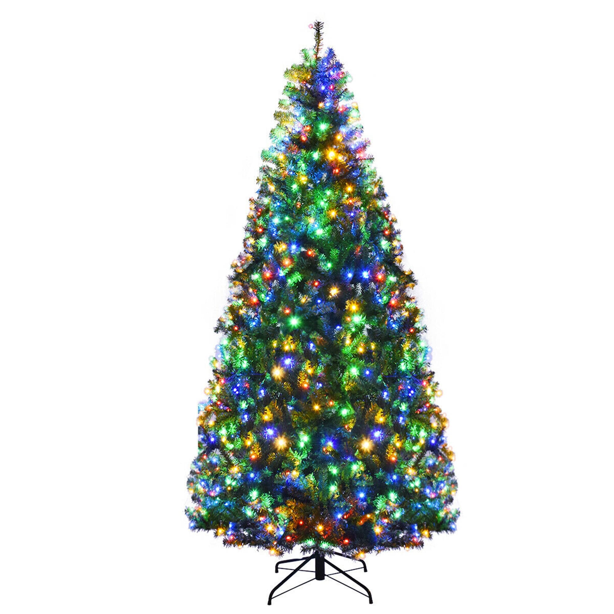 Gymax 5-9FT Pre-Lit Christmas Tree Hinged Artificial Tree w/ Metal
