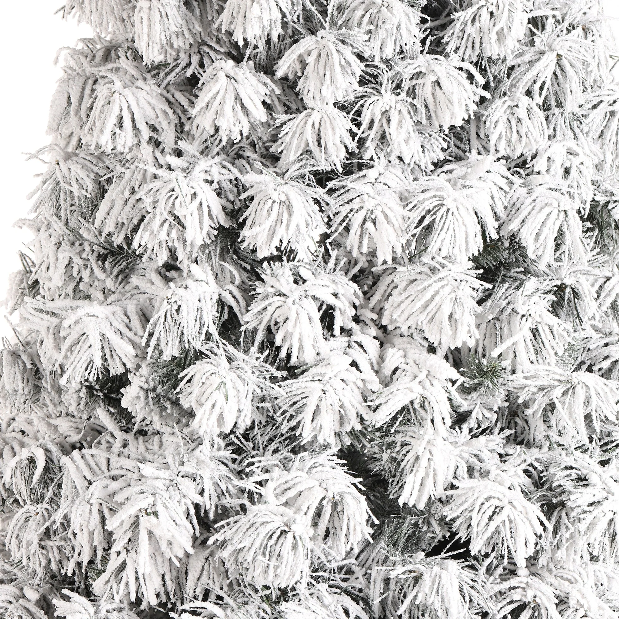 Glitzhome 7.5ft/9ft Pre-Lit Flocked Full Spruce Artificial Christmas Tree with C3 Lights Foot Switch