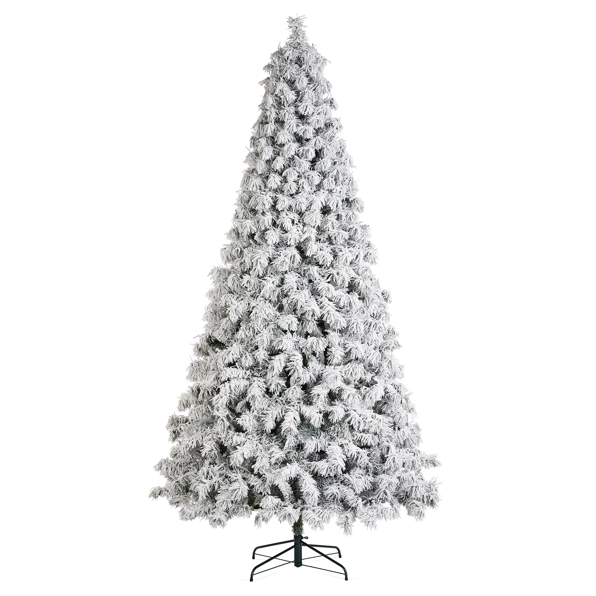 Glitzhome 7.5ft/9ft Pre-Lit Flocked Full Spruce Artificial Christmas Tree with C3 Lights Foot Switch