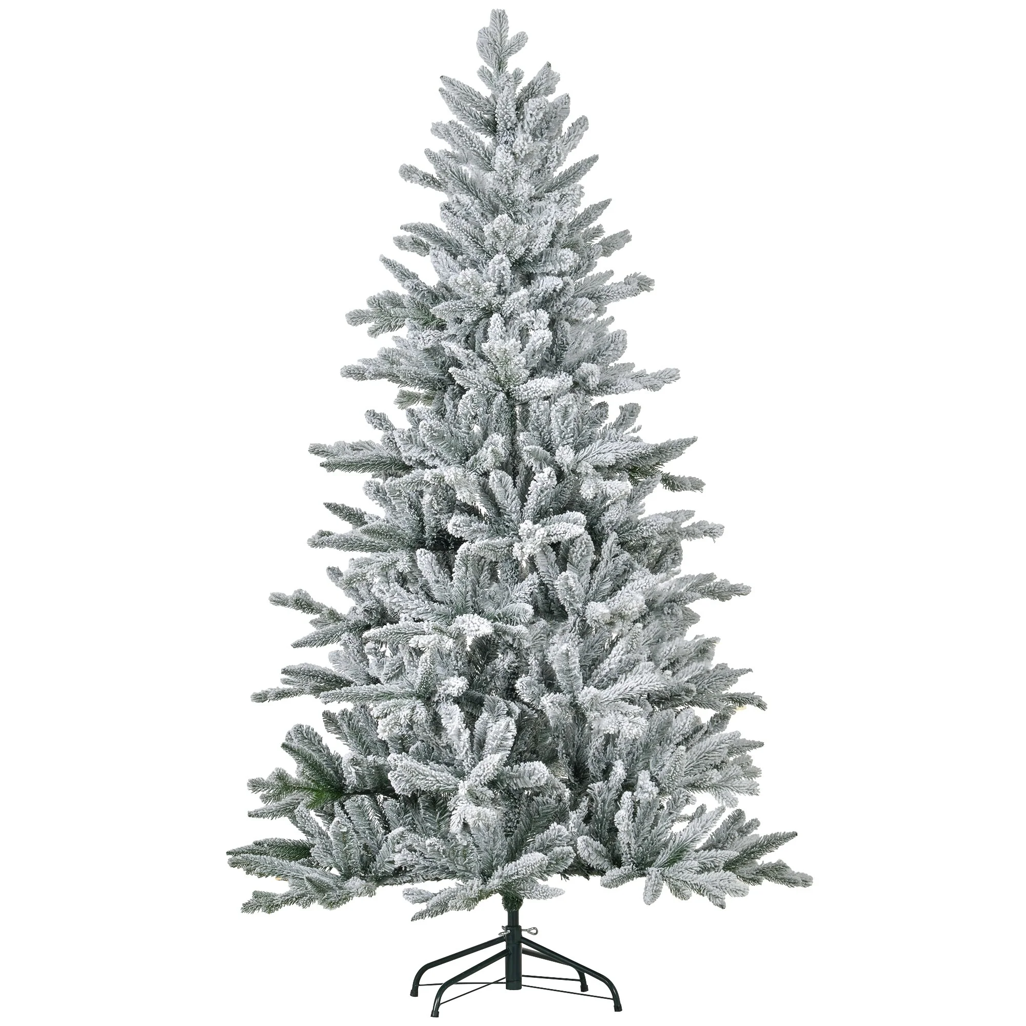 6ft Realistic Snow Flocked Artificial Christmas Tree, Hinged Design with 994 Tips and Flame-Retardant Branches