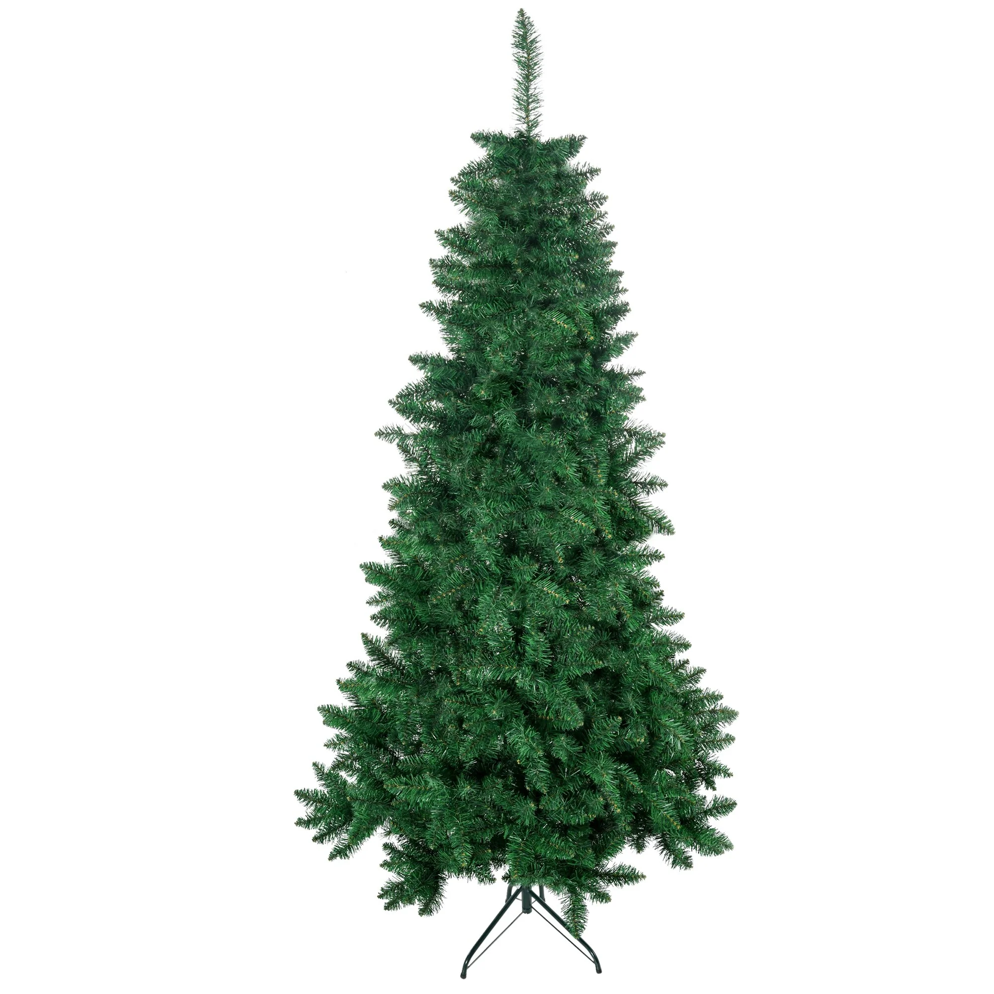 Space-Saving 5ft/7ft Half Christmas Tree, Unlit Artificial Tree with Steel Base and Wall-Fit Design