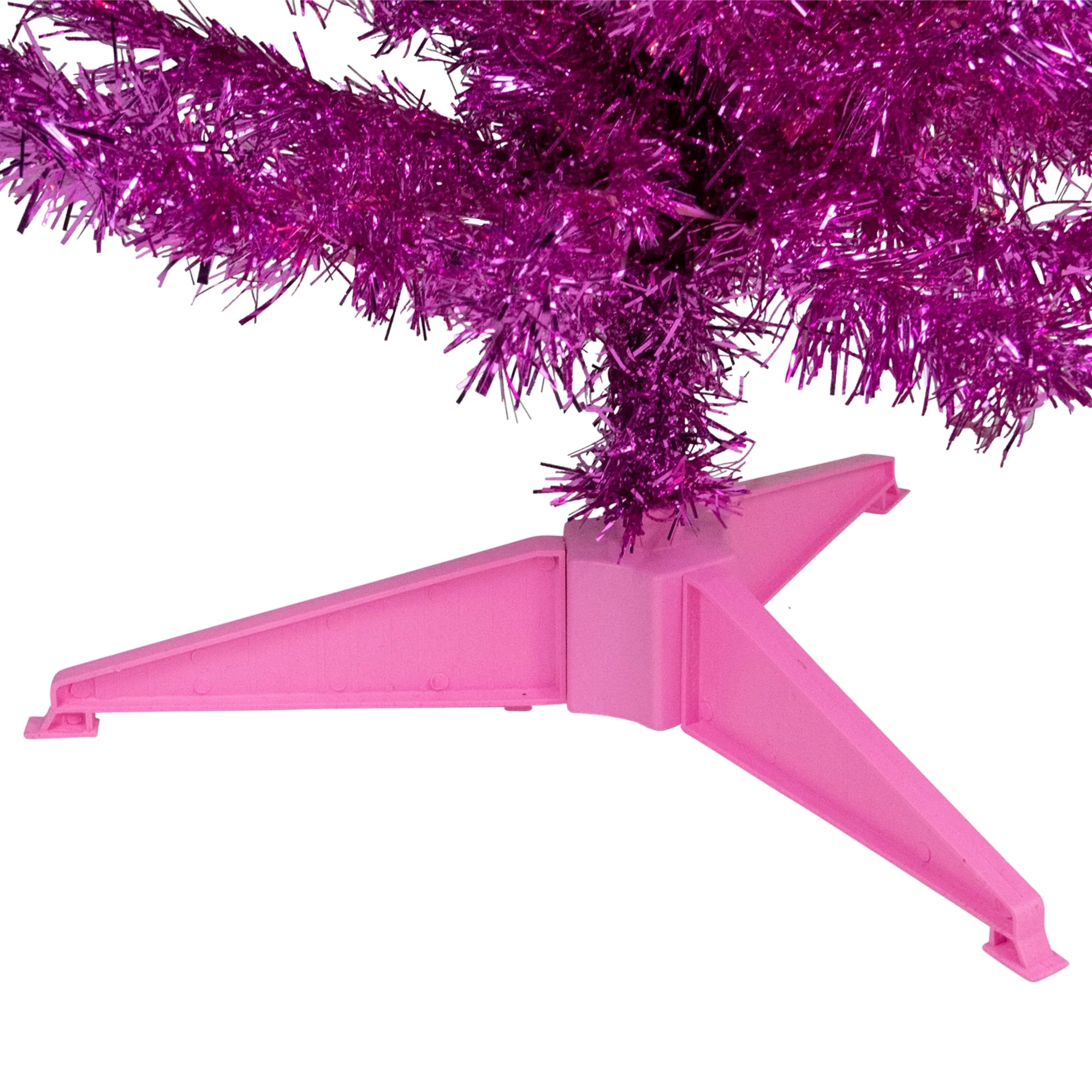 4' Pink Artificial Tinsel Christmas Tree, Unlit - 4 Foot
