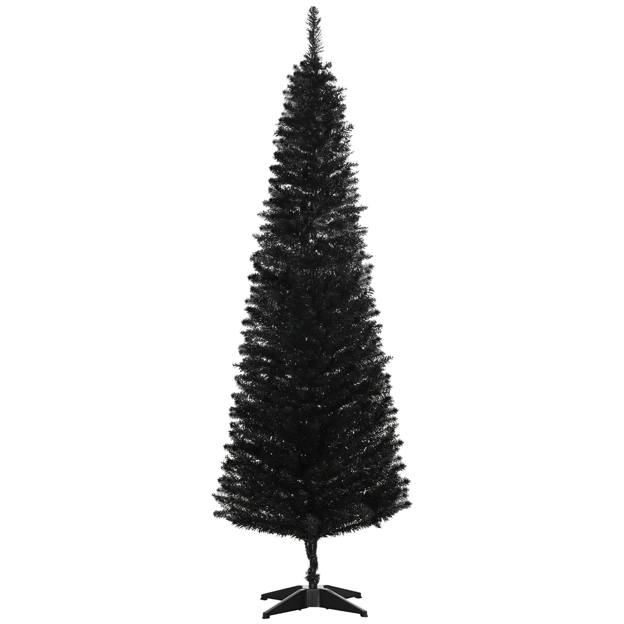 Black Artificial Pencil Christmas Tree, Slim with Realistic Branch Tips, Easy Assembly, 5-7FT