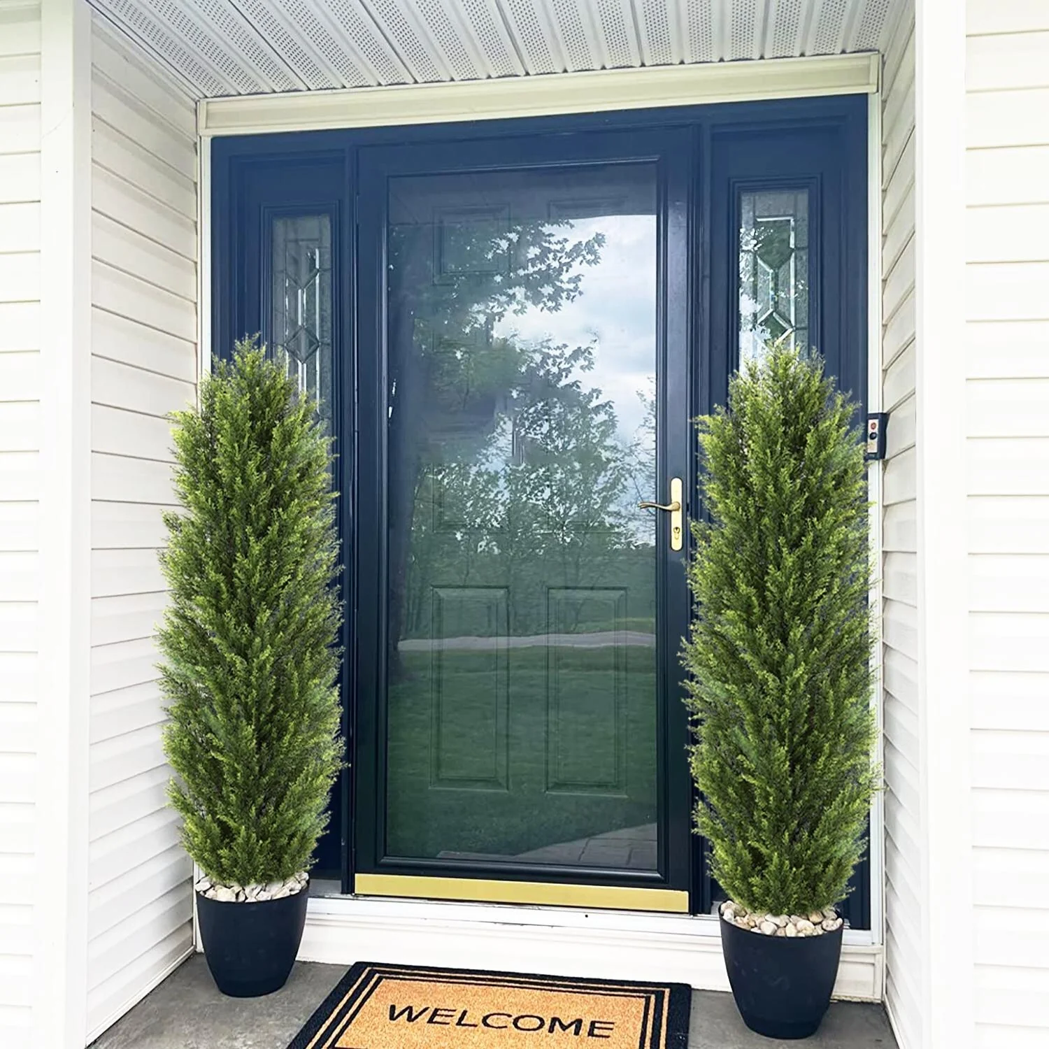 2pcs Set Faux Boxwood Pine & Cypress Greenery - Christmas-style Artificial Plants