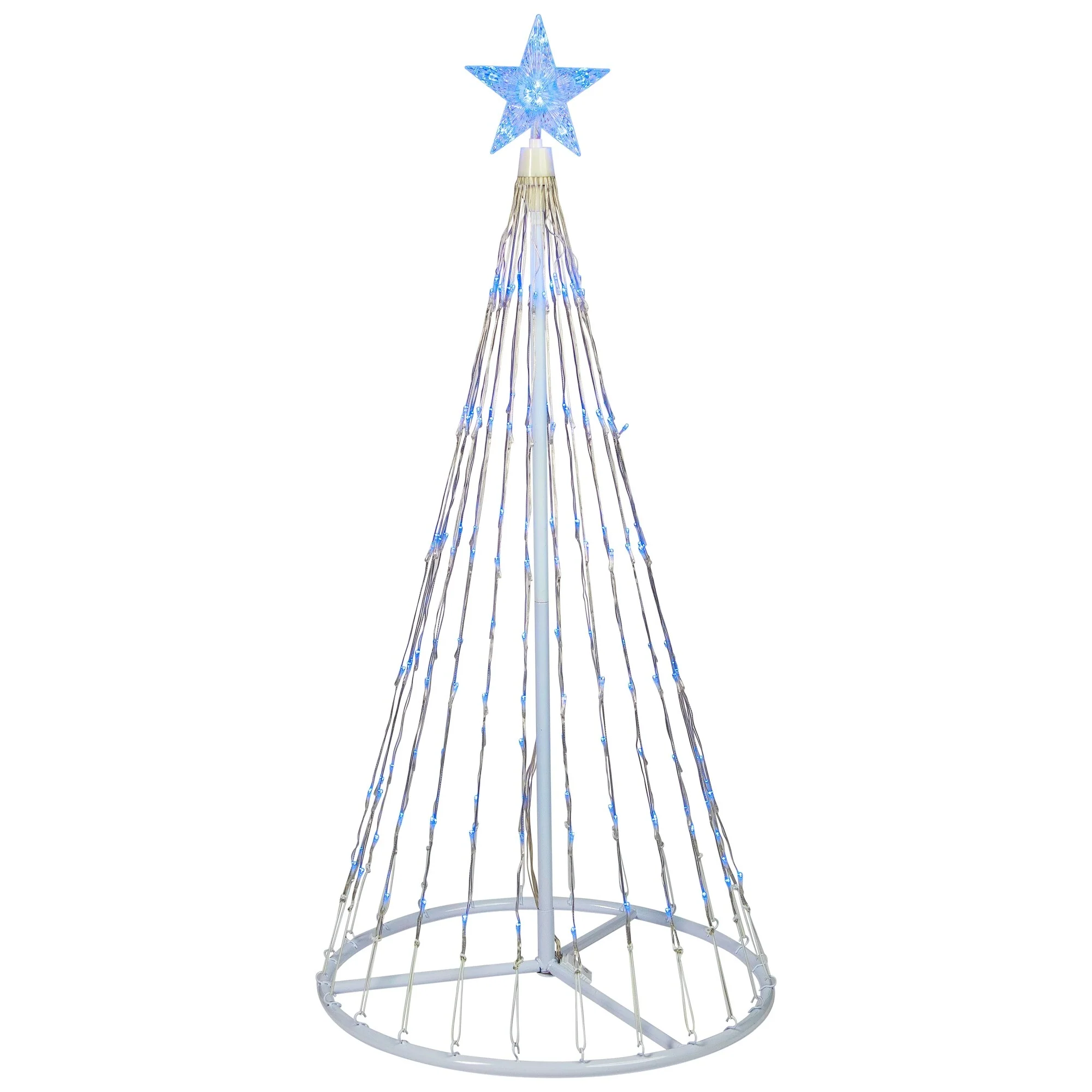 LED Lighted Show Cone Christmas Tree with Star - 4' - Blue - White