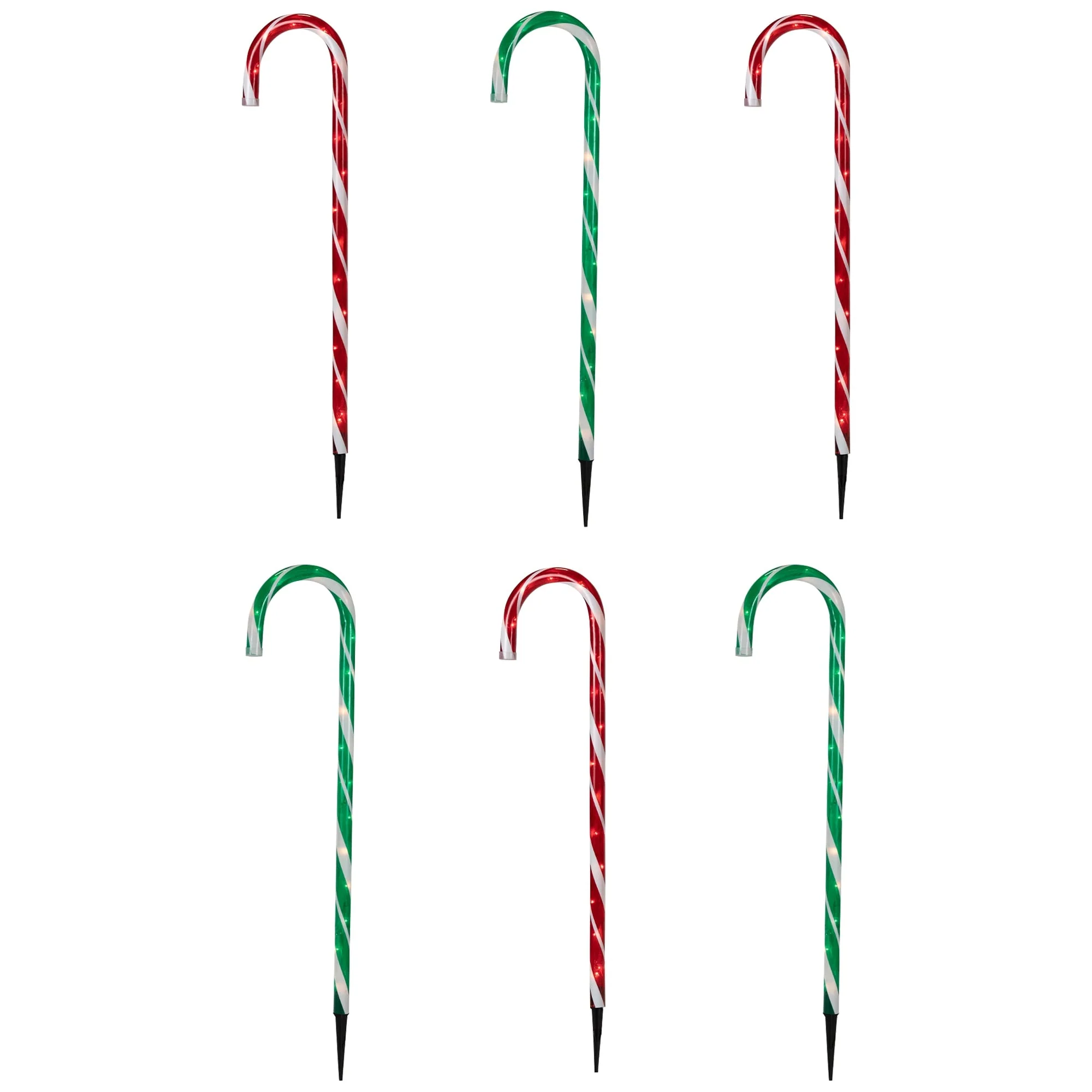 Lighted Outdoor Christmas Candy Cane Pathway Markers - 28
